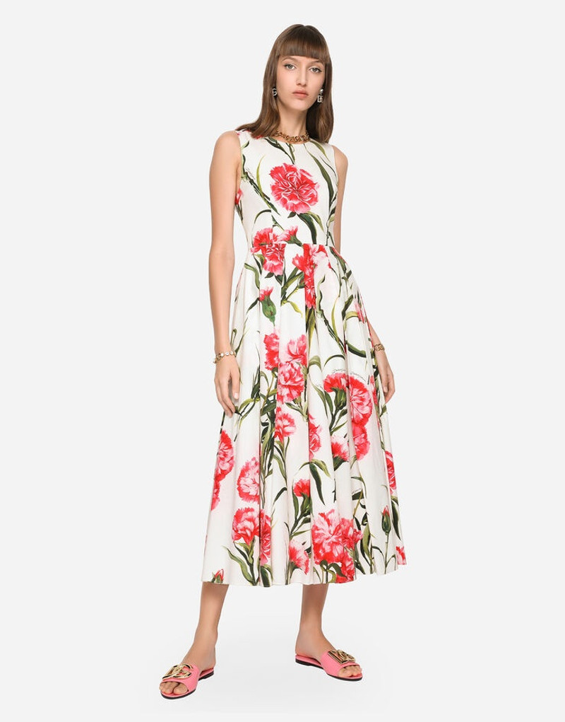 Carnation-print calf-length 드레스 3
