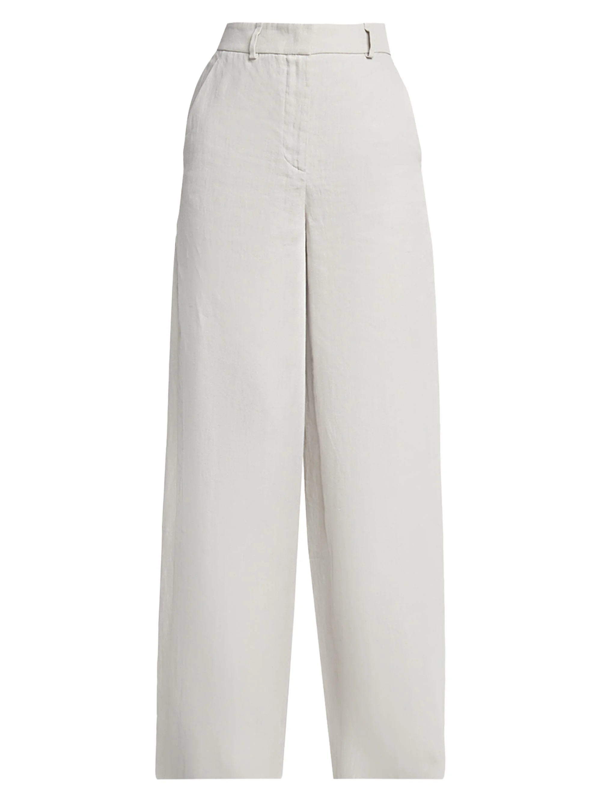 Women's Linen Straight-Leg Trousers - Solid Medium Grey - 1