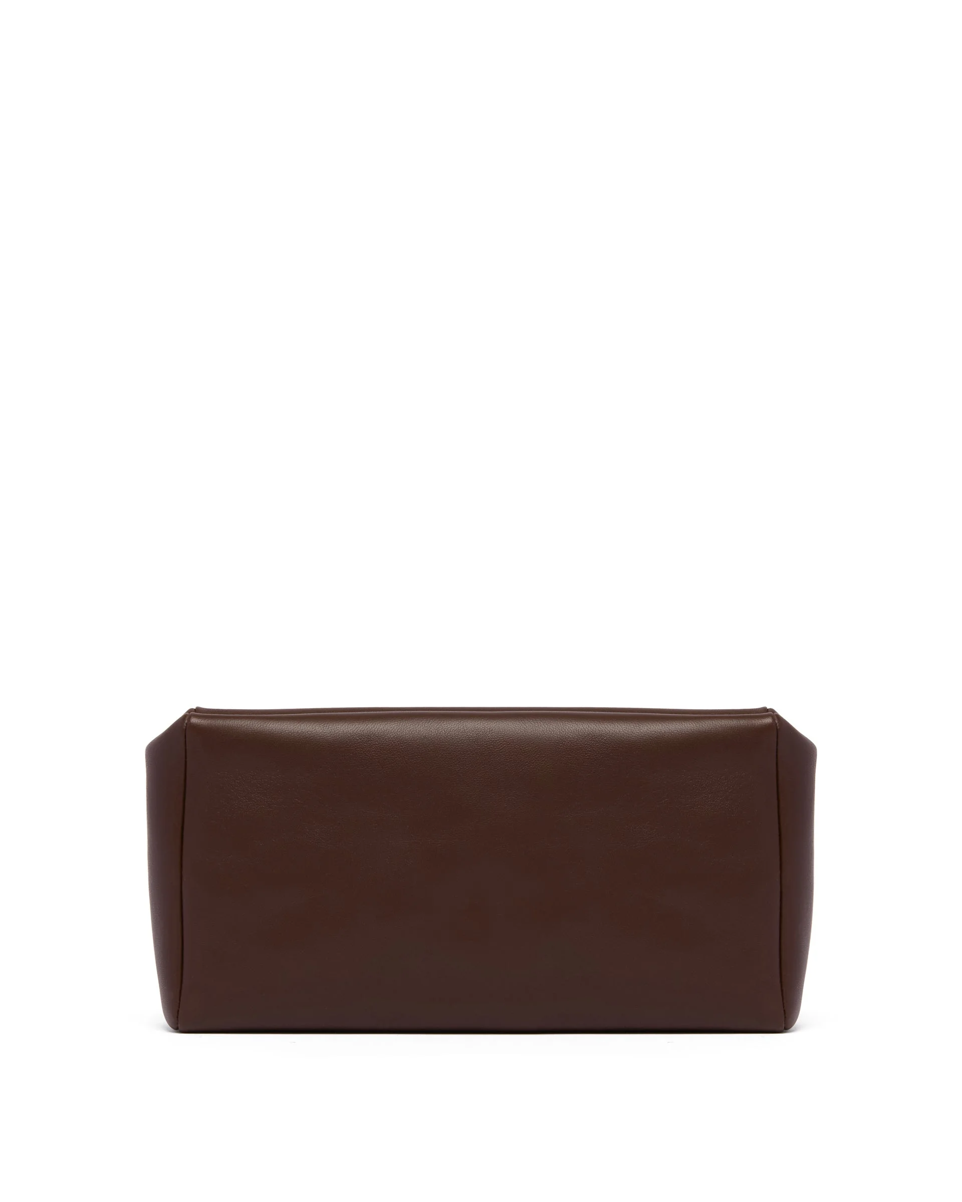 Brown Square Compact Leather Clutch - 1