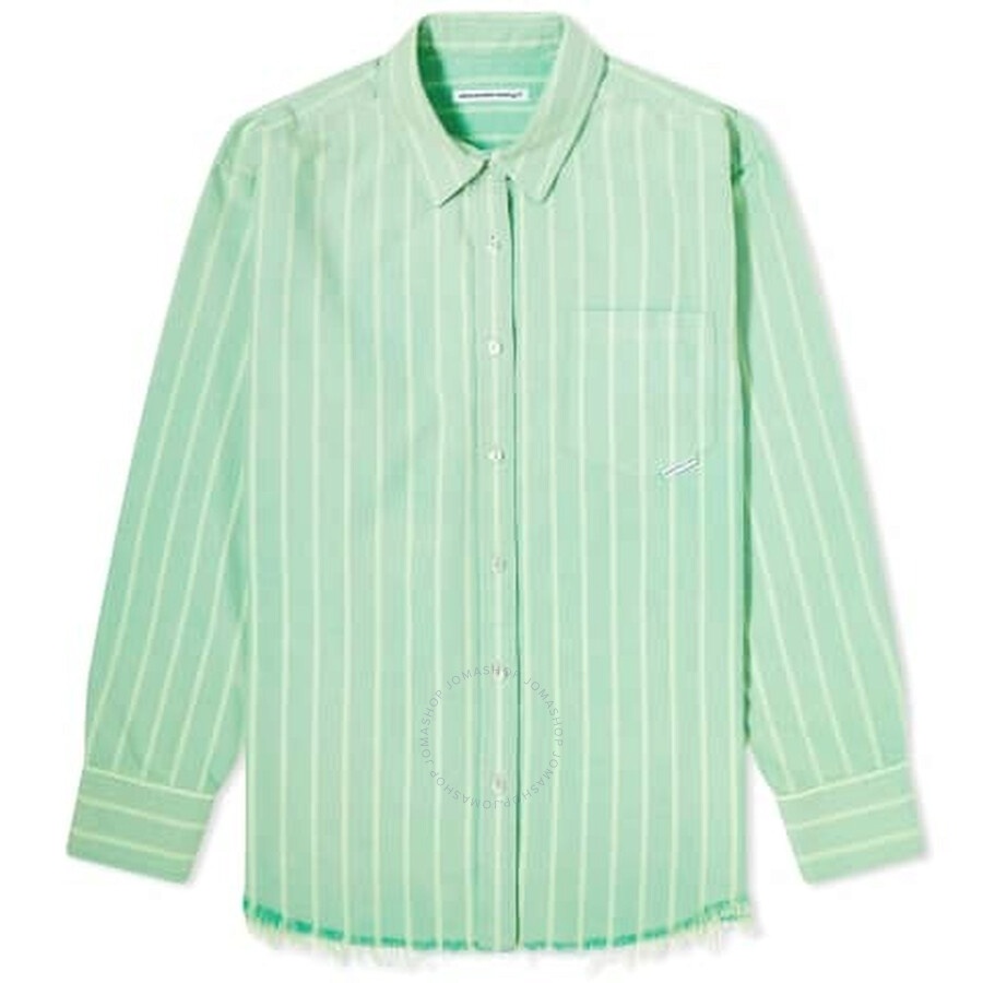 T by Alexander Wang Frayed Striped Boyfriend Shirt, Size X-Small - 1