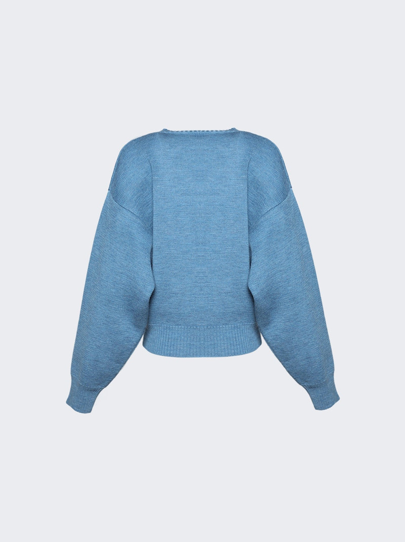 RÓHE V-neck Knitted Jumper Denim Blue Melange outlook