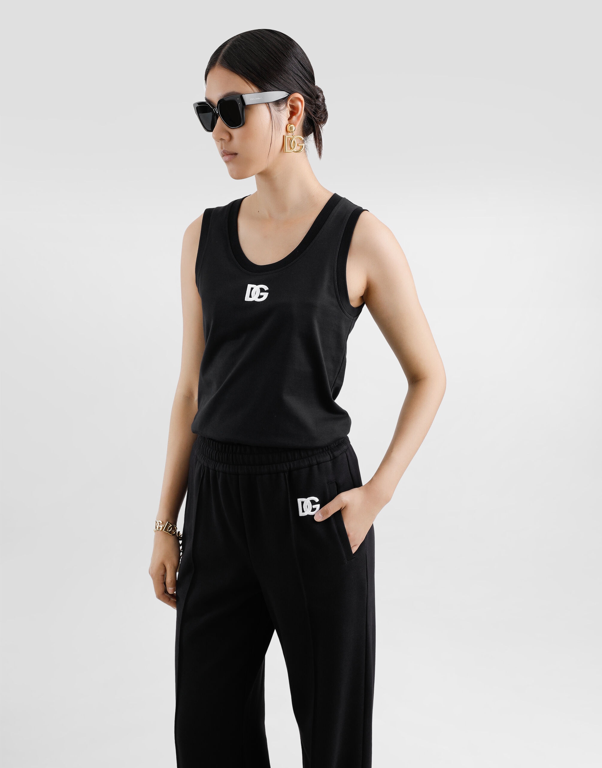 Oversize jersey tank top with DG logo embroidery - 4