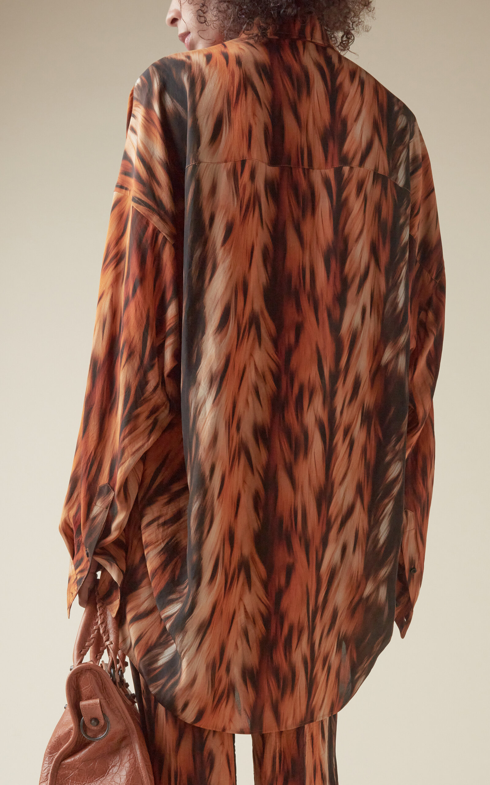 AI-Printed Silk Crepe Shirt brown - 4