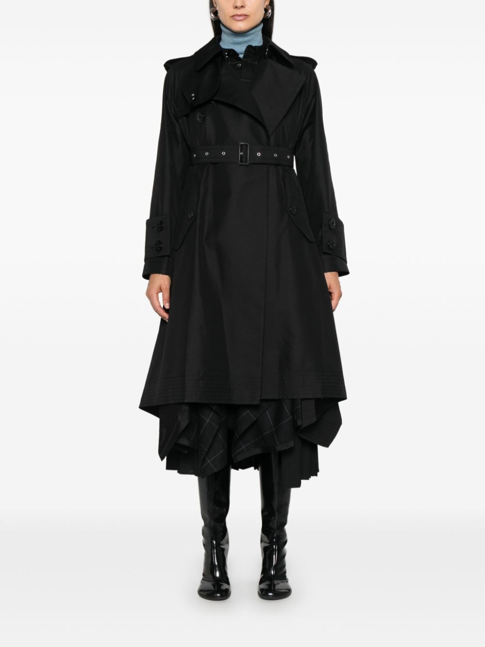 gabardine x windowpane coat - 2