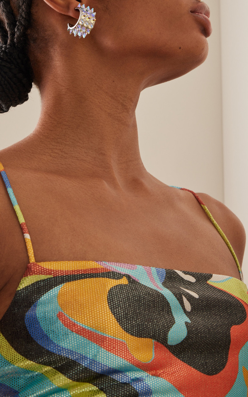 Amina Muaddi Karma Crystal Hoop Earrings multi outlook