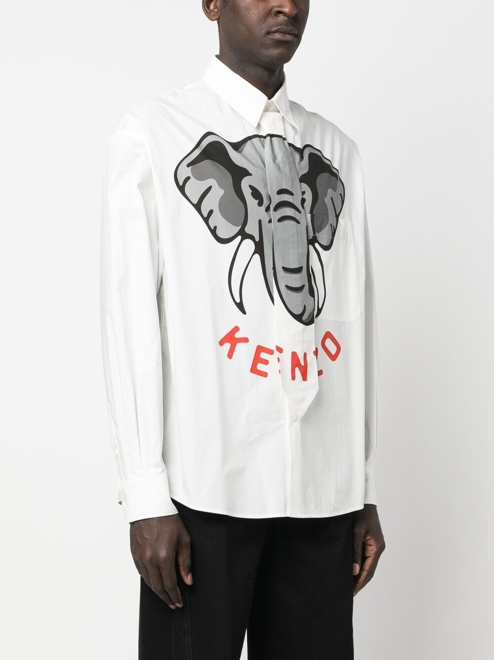Kenzo Elephant-print tie-detail shirt - 3