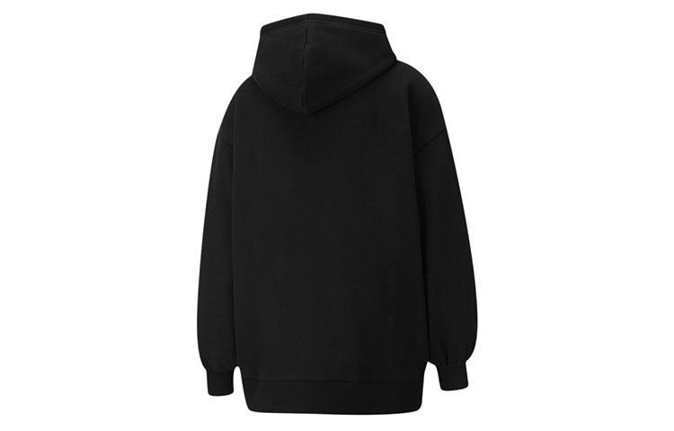 (WMNS) PUMA Classics Oversized Logo Printing Hoodie Black 530280-01 - 2