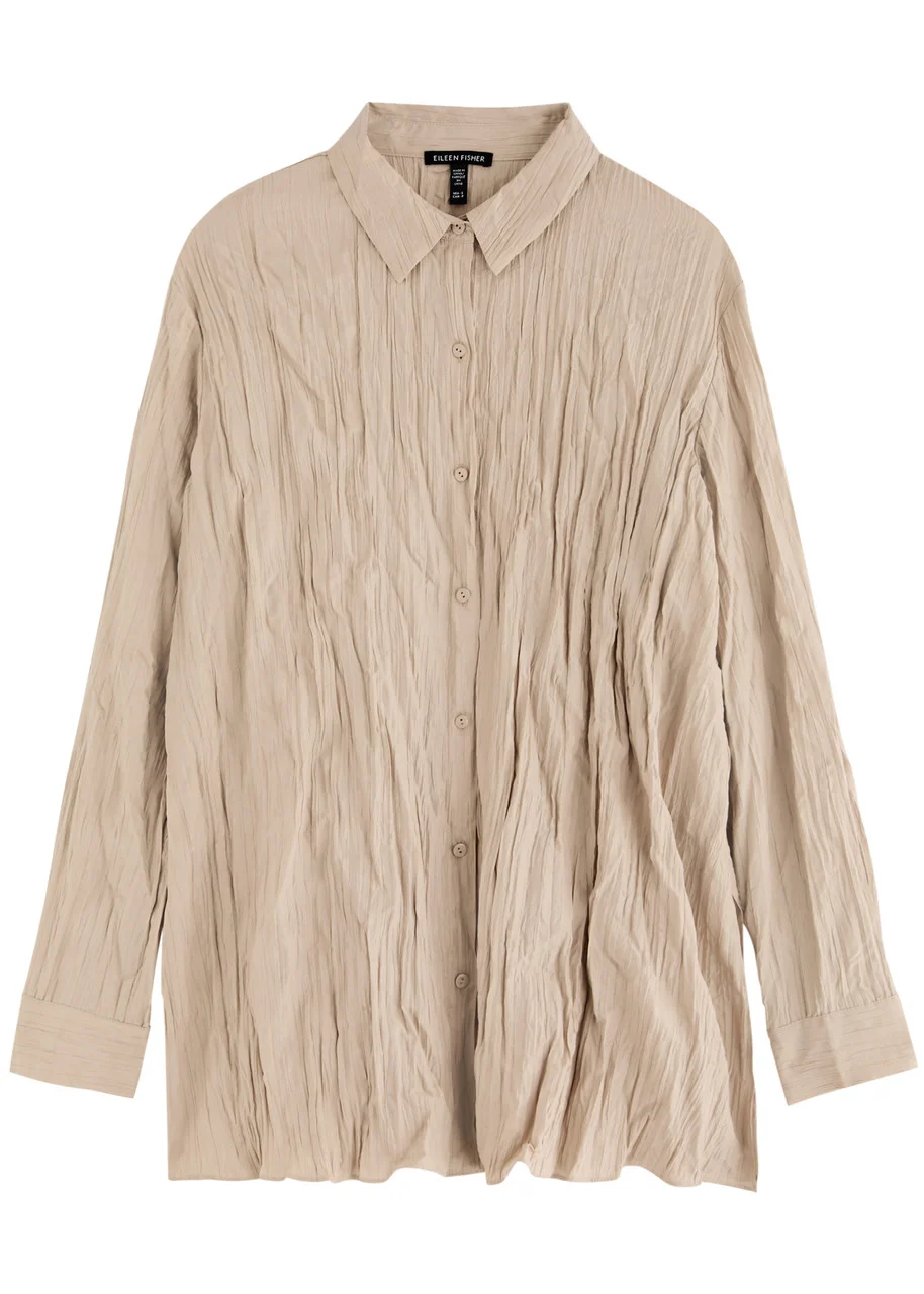 Eileen Fisher Crinkled Plissé Silk Shirt - 1