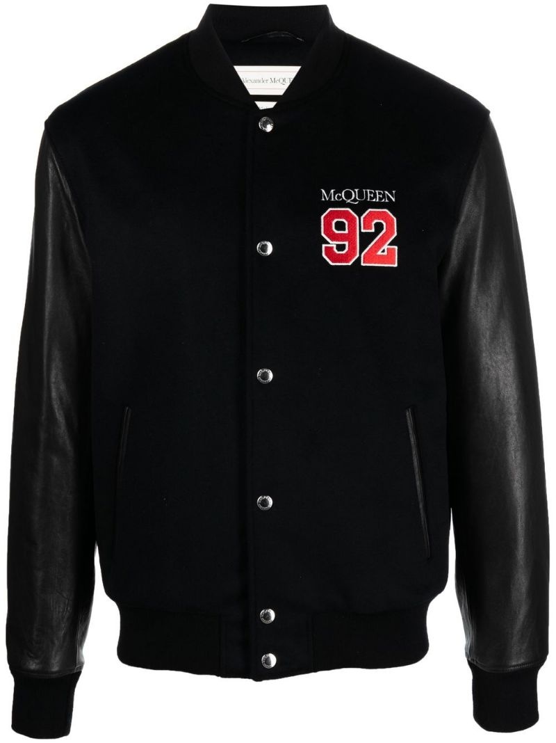 logo-embroidered varsity jacket - 1