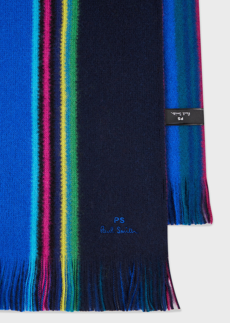 Paul Smith Blue Reversible 'Sports Stripe' Scarf outlook