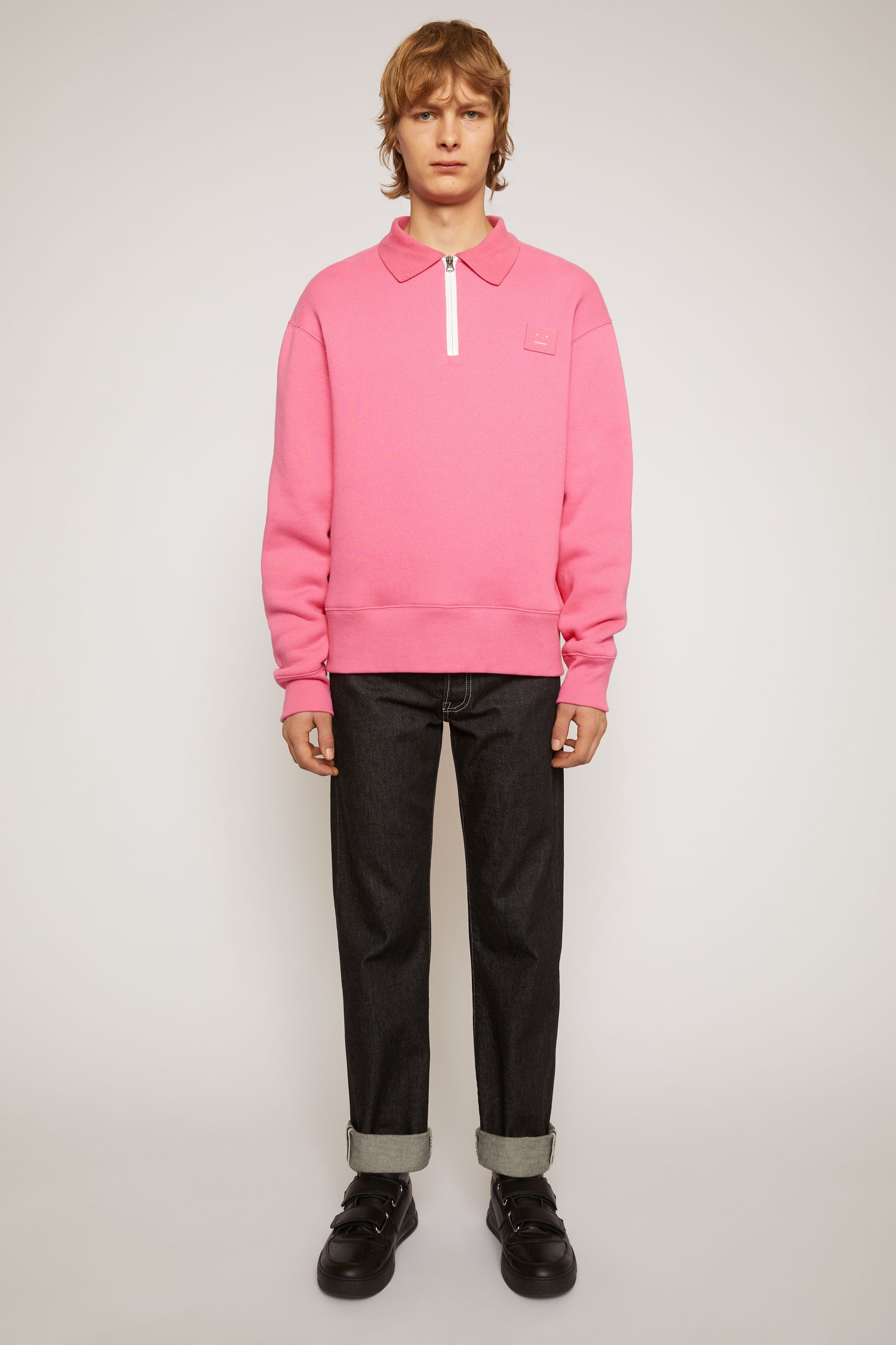 Oversized point collar sweatshirt bubblegum pink - 2