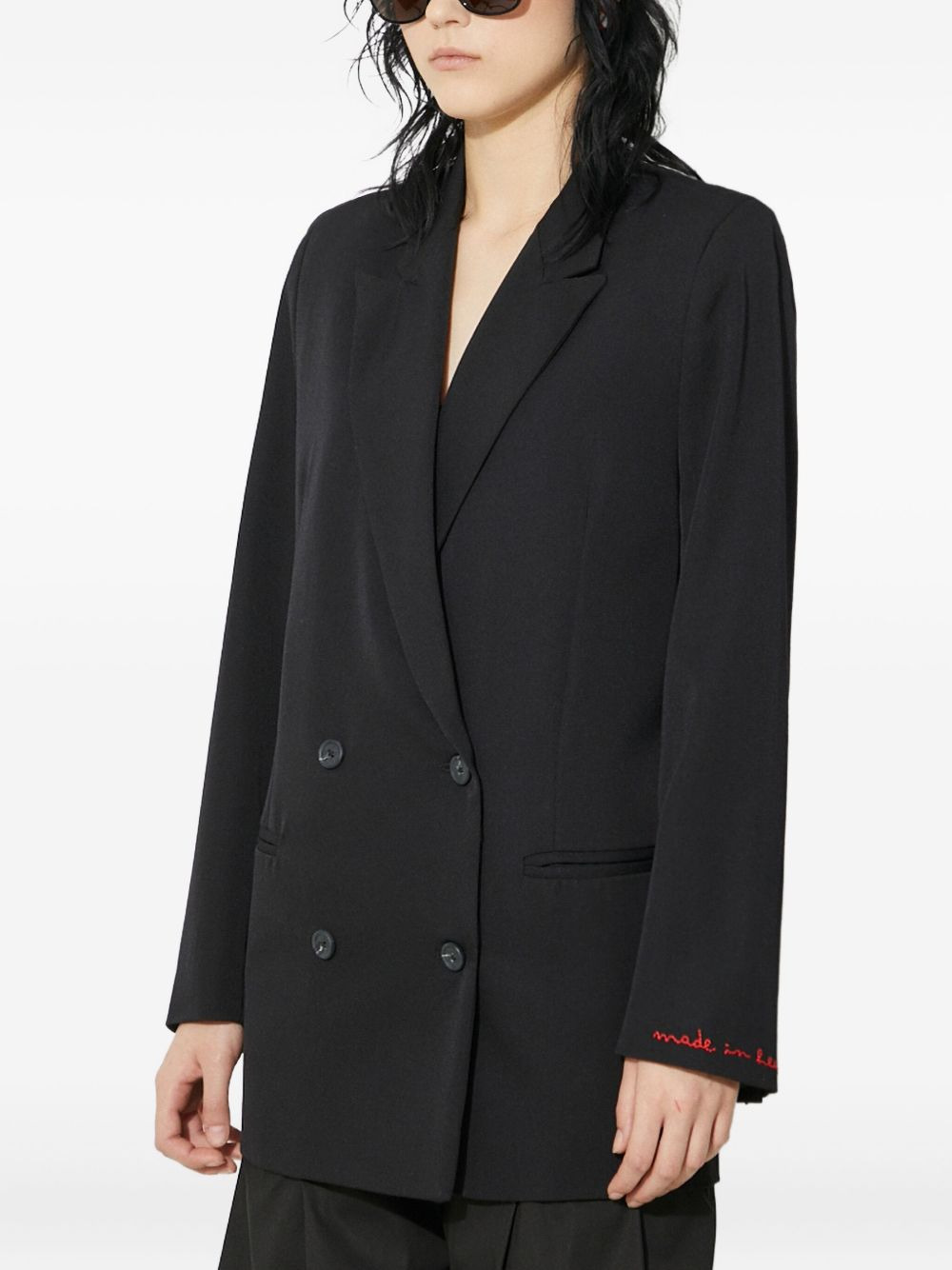 double-breasted embroidered blazer - 3