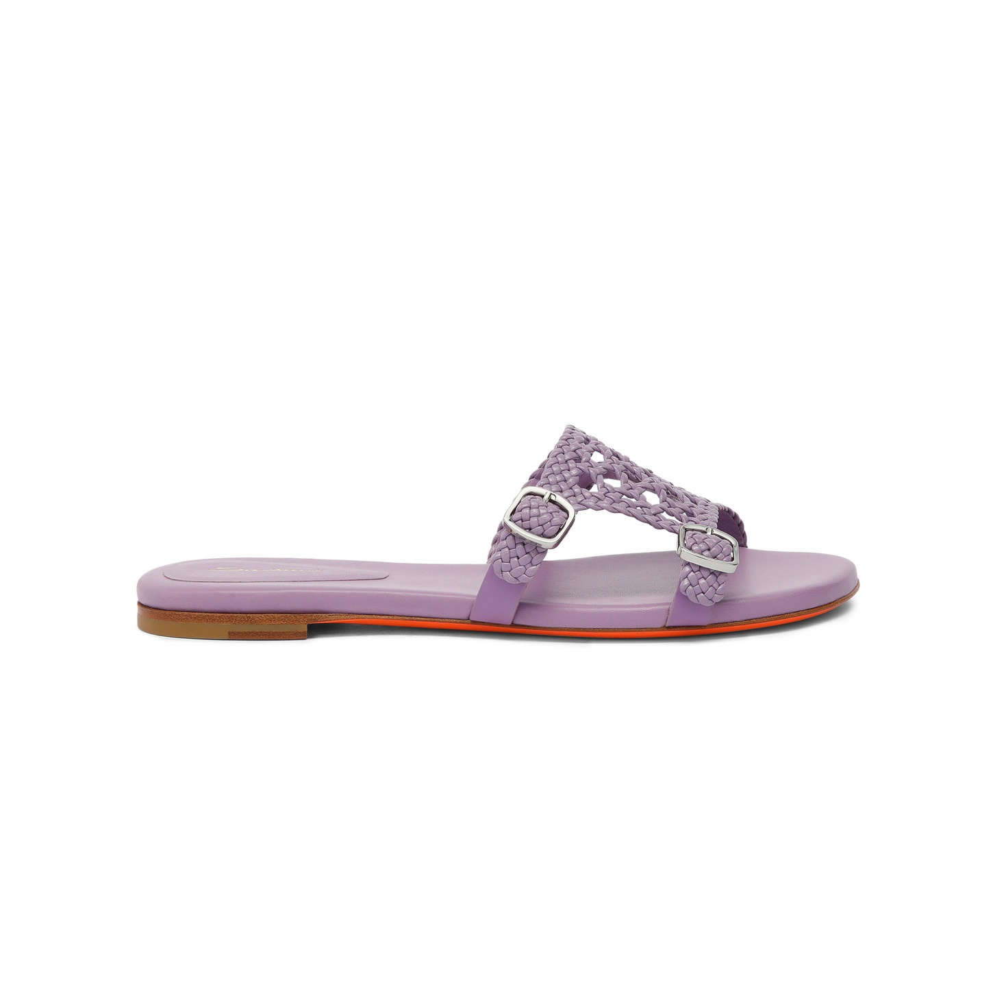 Women's lilac woven leather double-buckle slide sandal - 1
