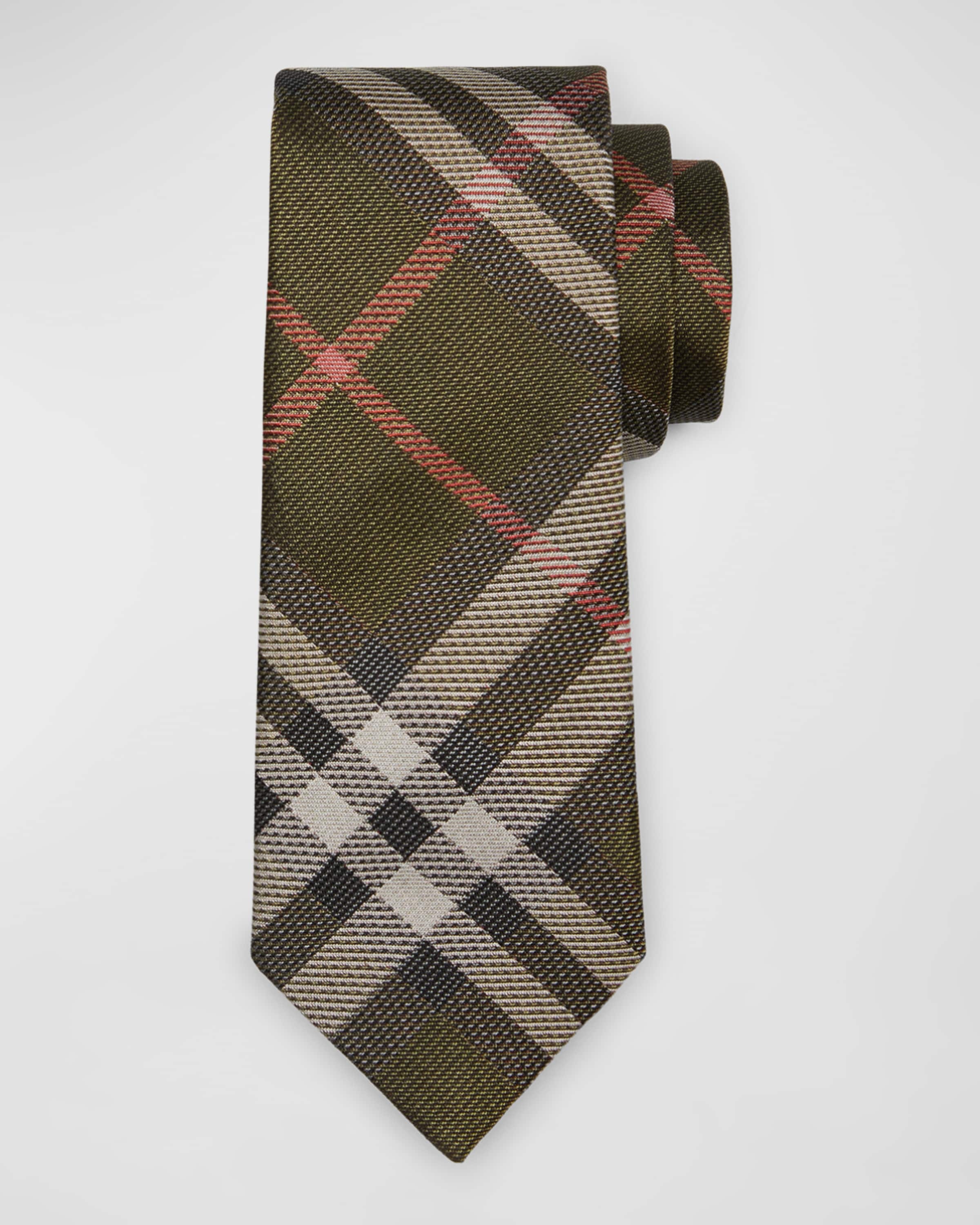 Men's Silk Twill Check Tie - 1