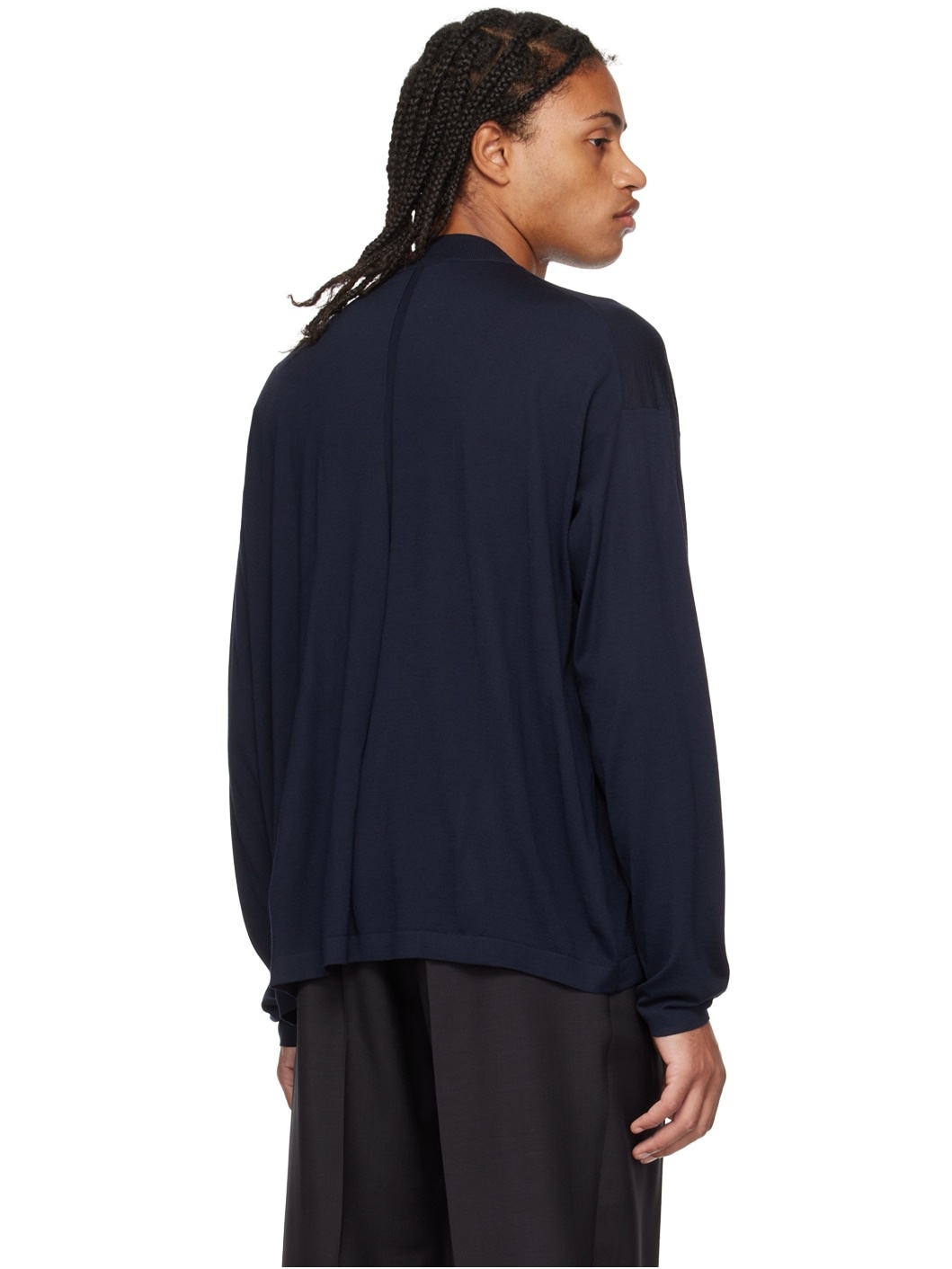The Row Navy Delsie Long Sleeve T-Shirt | ssense | REVERSIBLE