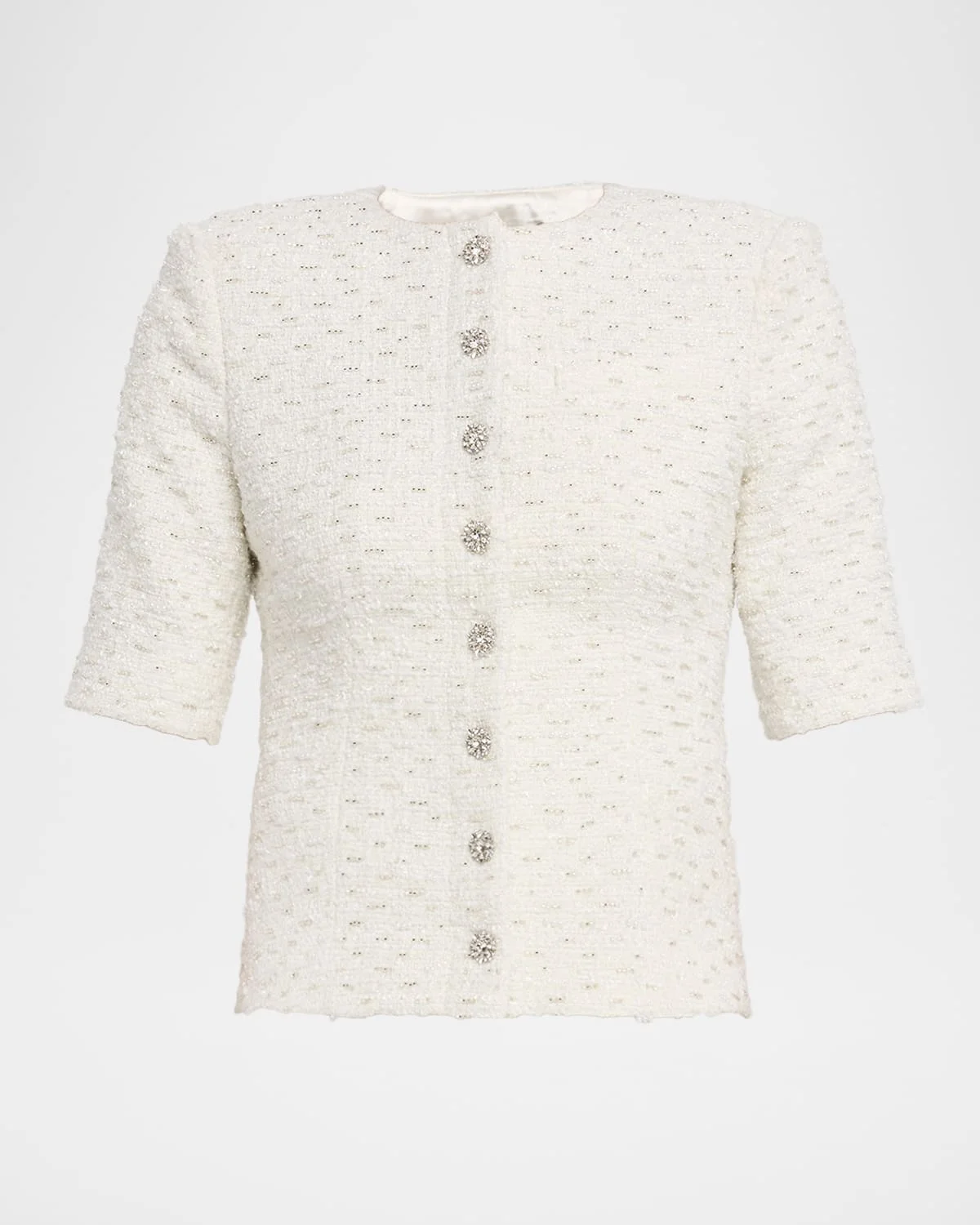 Tashi Short-Sleeve Tweed Jacket - 1