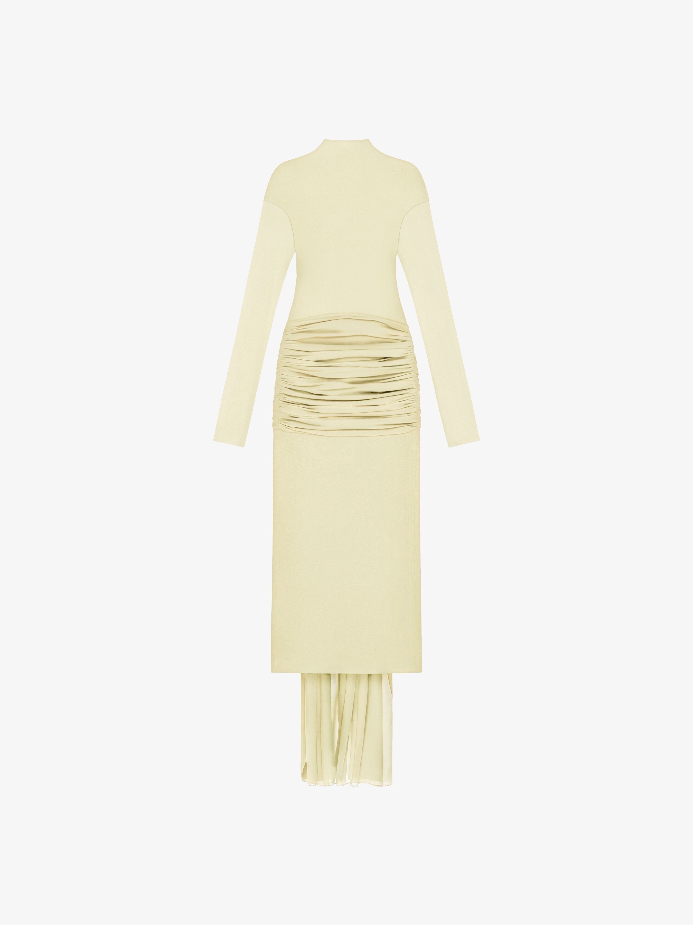 EVENING DRAPED DRESS IN JERSEY AND SILK WITH TRAIN - 1