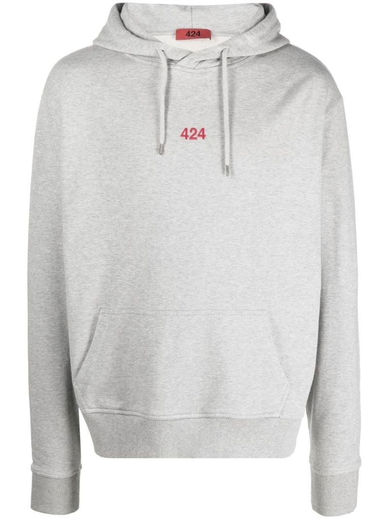 logo-embroidered drawstring hoodie - 1