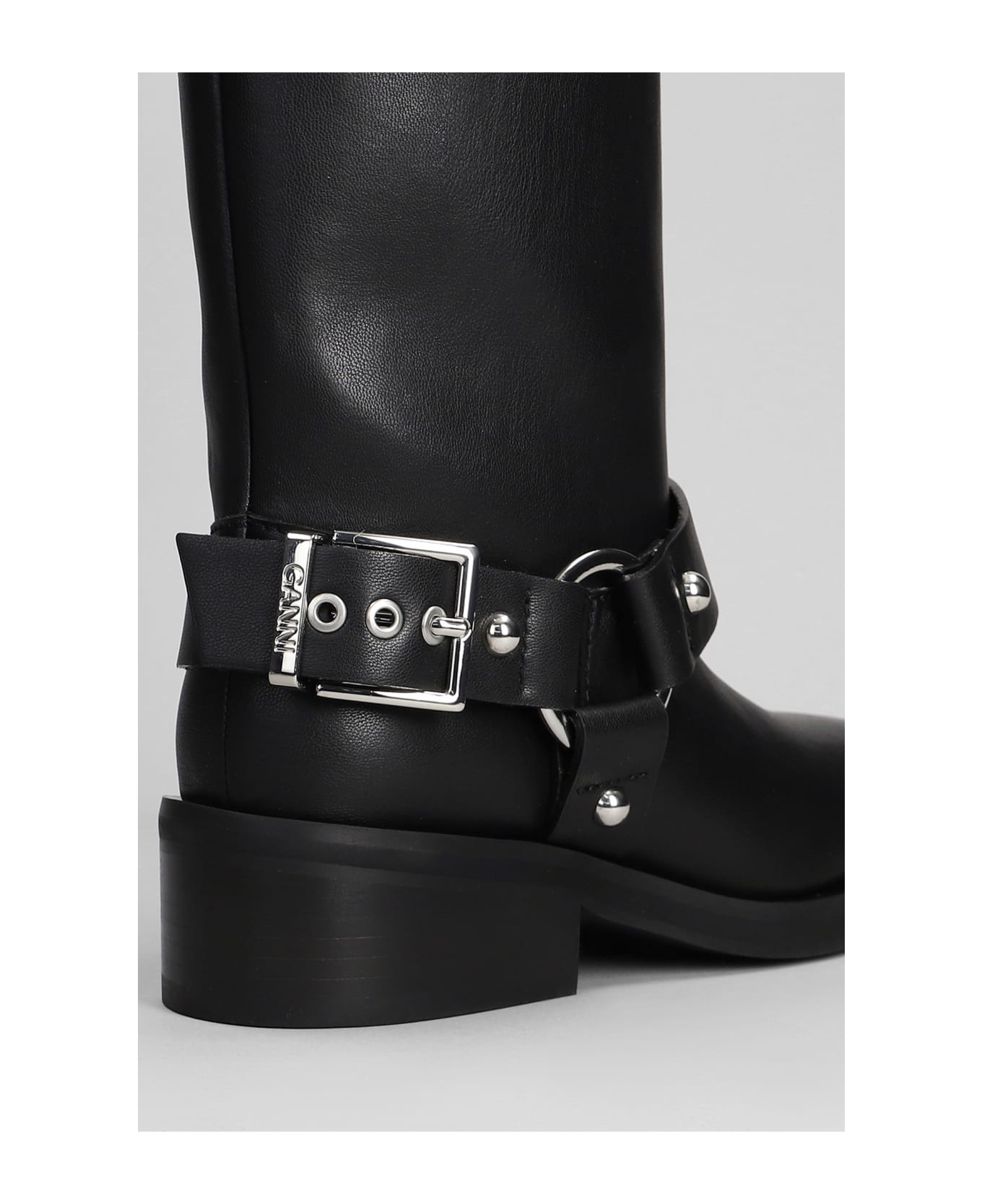 'black Mid Shaft Biker' Boots - 5