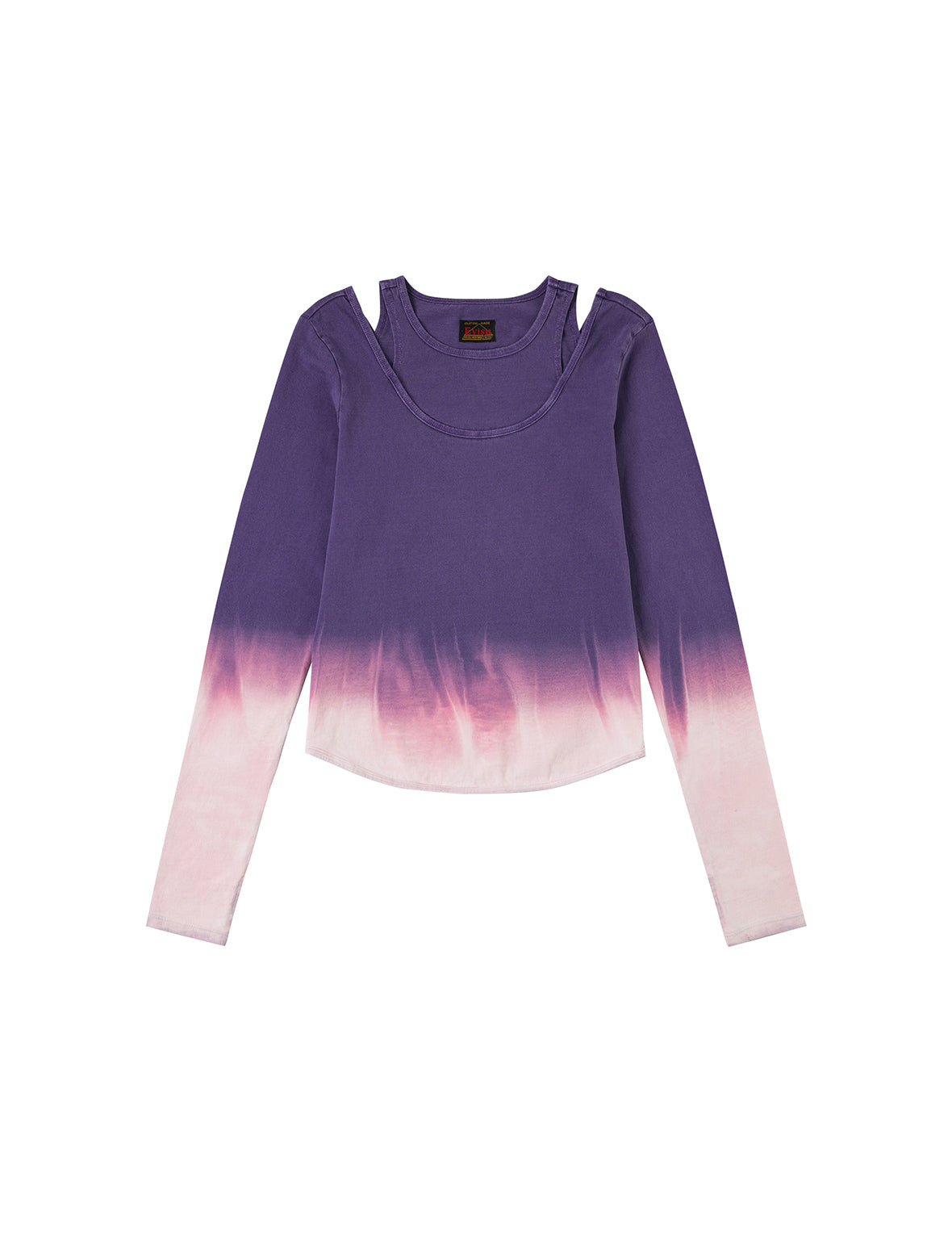 Logo Print and Gradient Tie-dye Regular Fit 2-in-1 Long-sleeve Top - 2