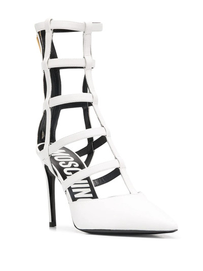 Moschino caged calf leather pumps outlook