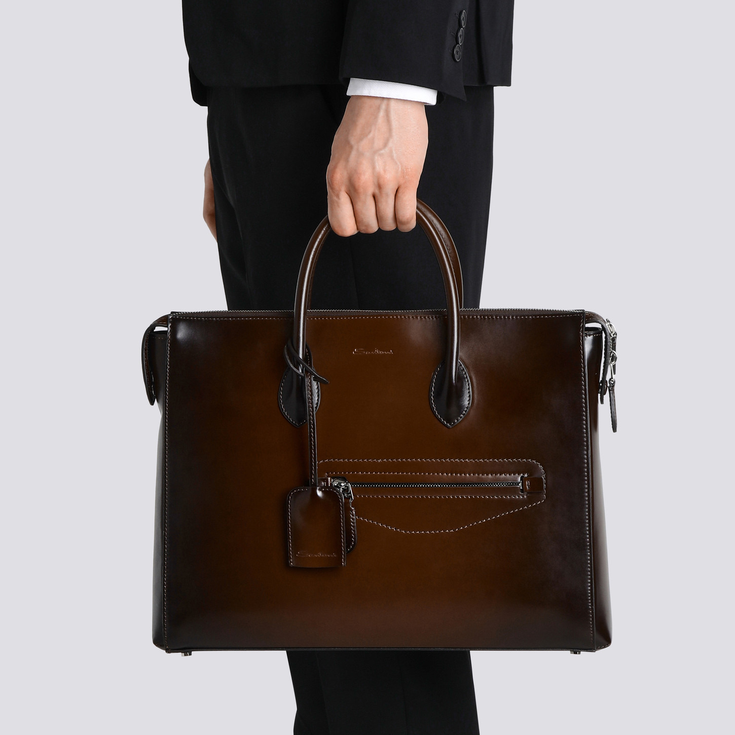 Dark brown leather laptop bag - 2