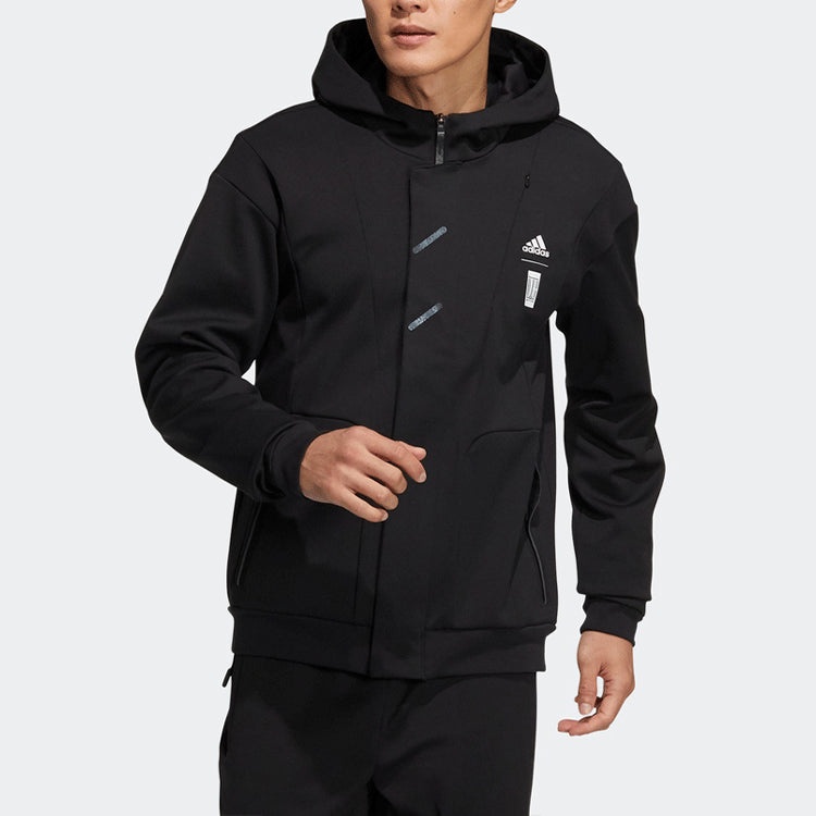 adidas Printing Logo Sports Hooded Jacket Black HE5116 - 3