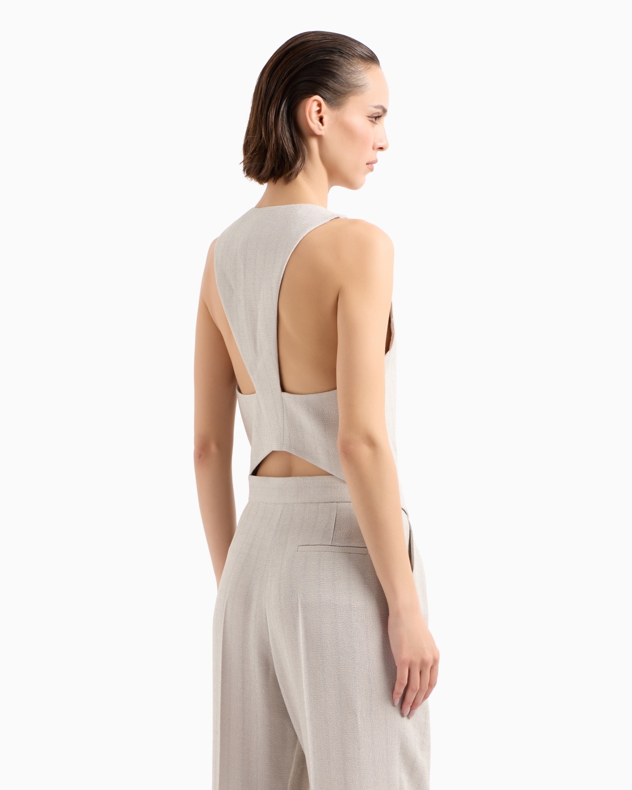 SINGLE-BREASTED WAISTCOAT IN ARMURE VISCOSE CRÊPE - 3