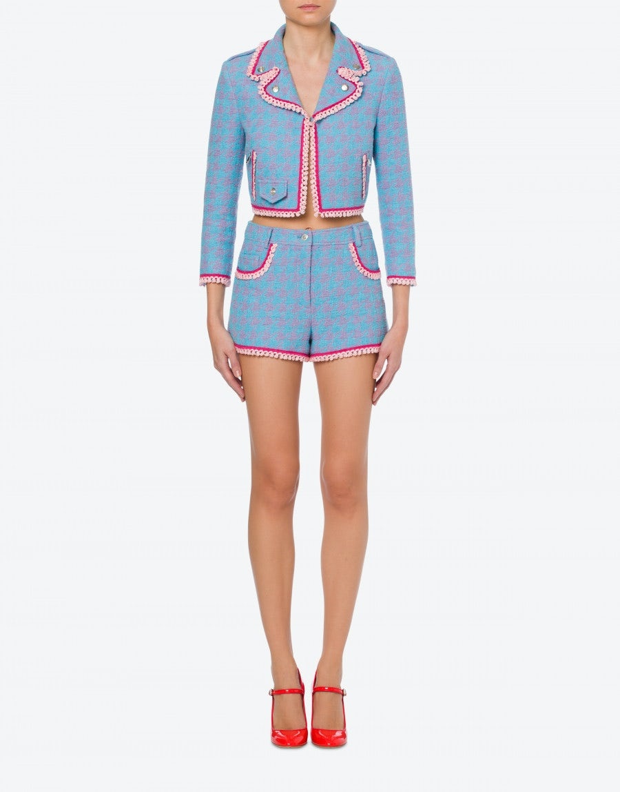 HOUNDSTOOTH CROPPED JACKET - 2