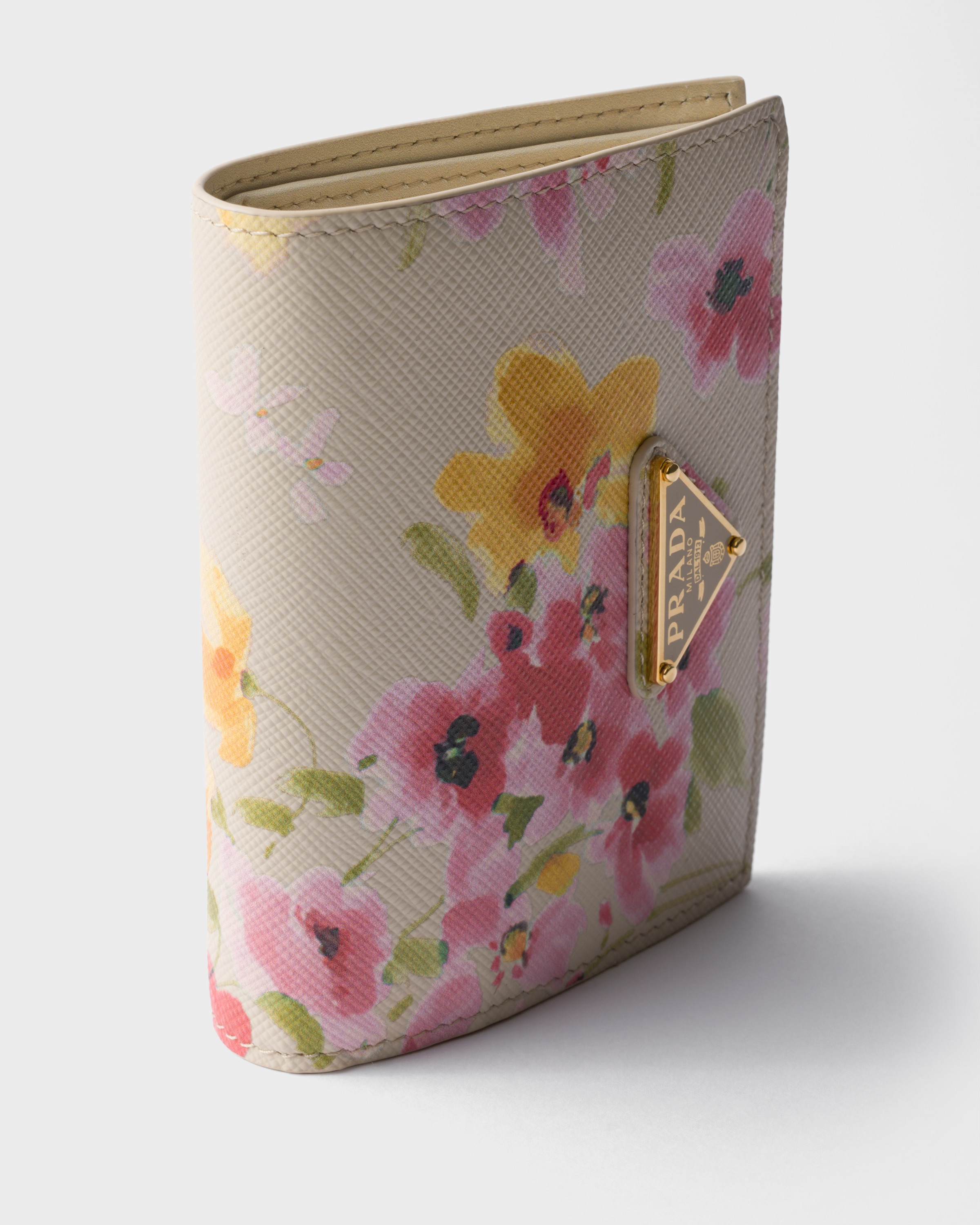 Small floral-print Saffiano leather wallet - 4