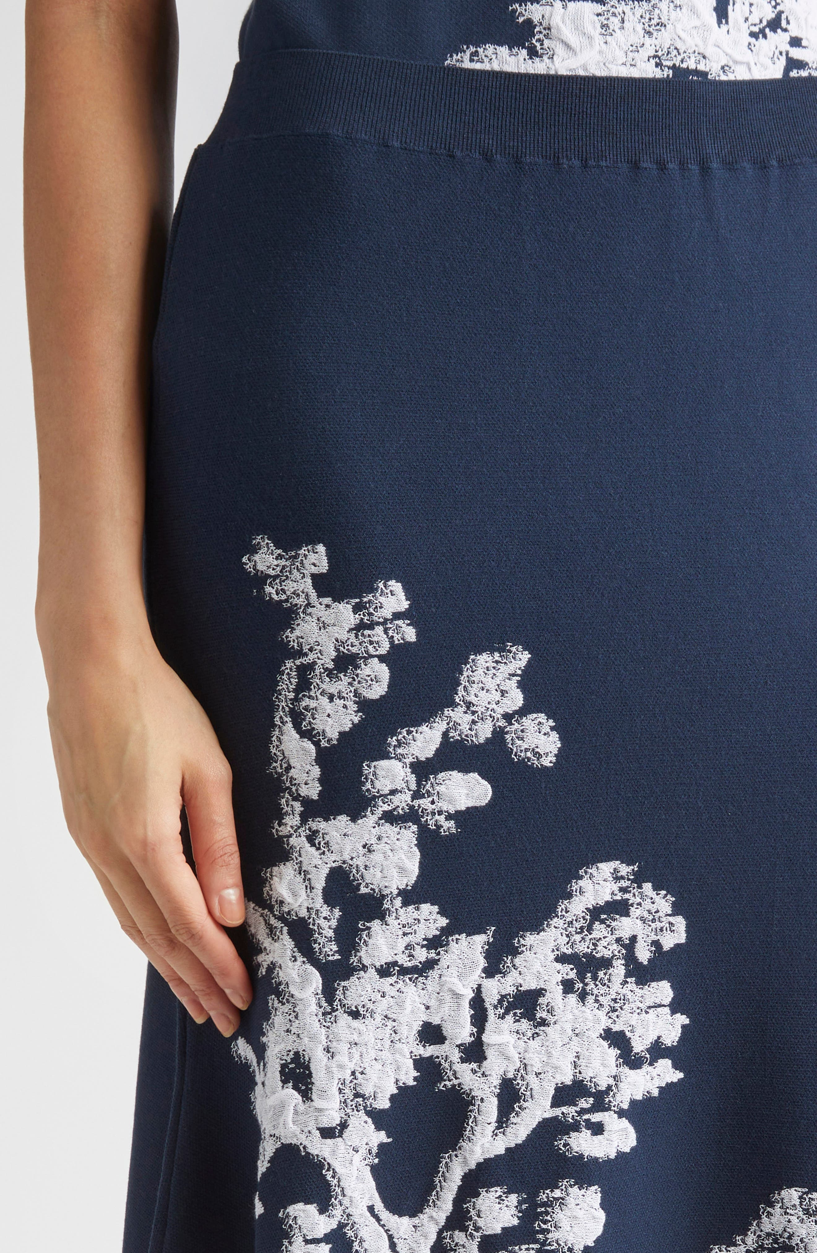Erdem Etching Jacquard A-Line Knit Midi Skirt in Cyanotype Etching Navy at Nordstrom - 5