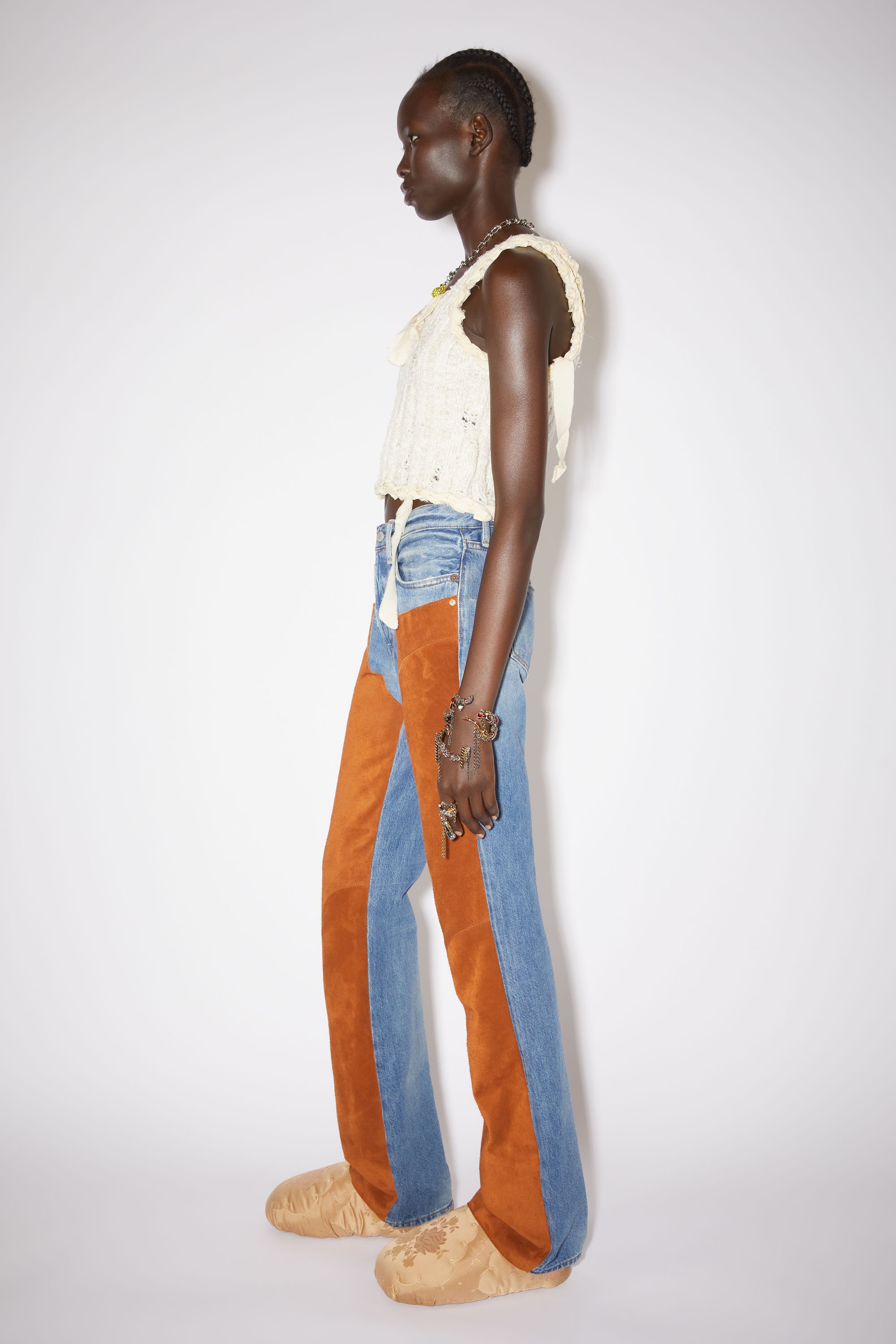 Suede denim trousers - Mid Blue - 4