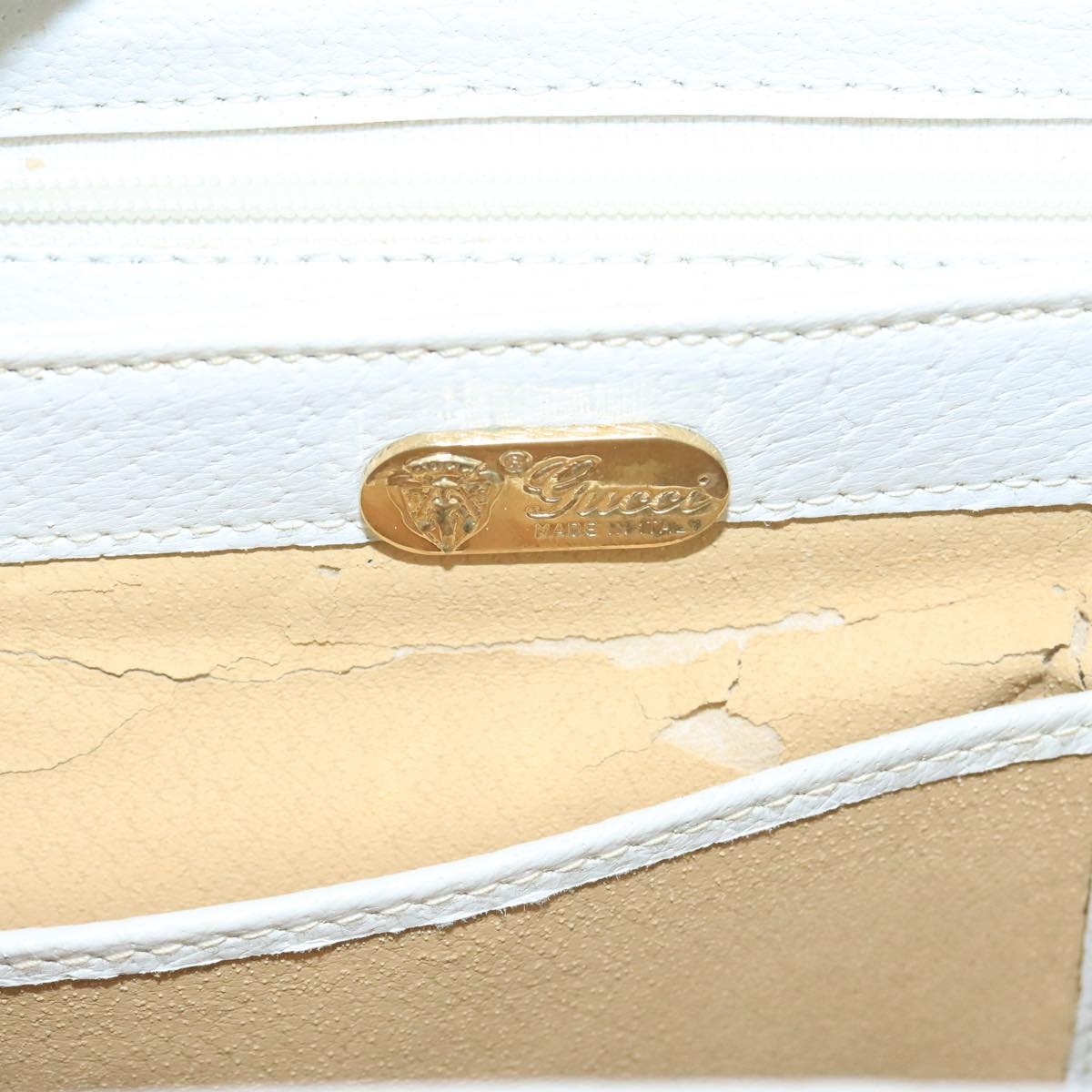 GUCCI Hand Bag Leather White Gold - 9