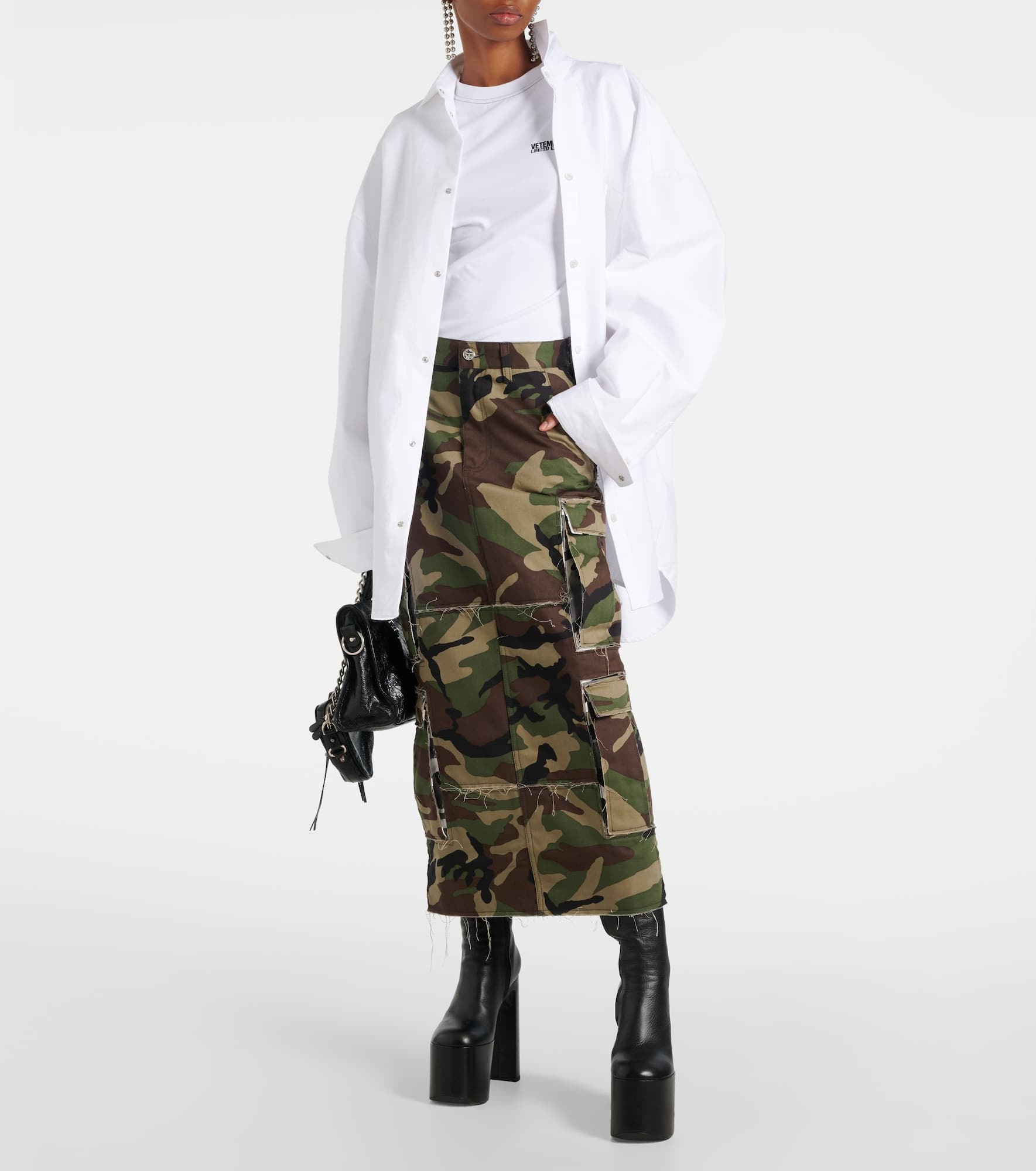 Camouflage cotton cargo midi skirt - 2
