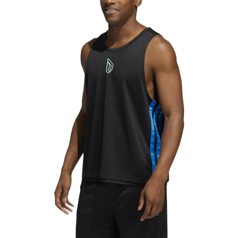 adidas Men's adidas Lillard Logo Printing Stripe Basketball Sports Black Vest HF1729 outlook