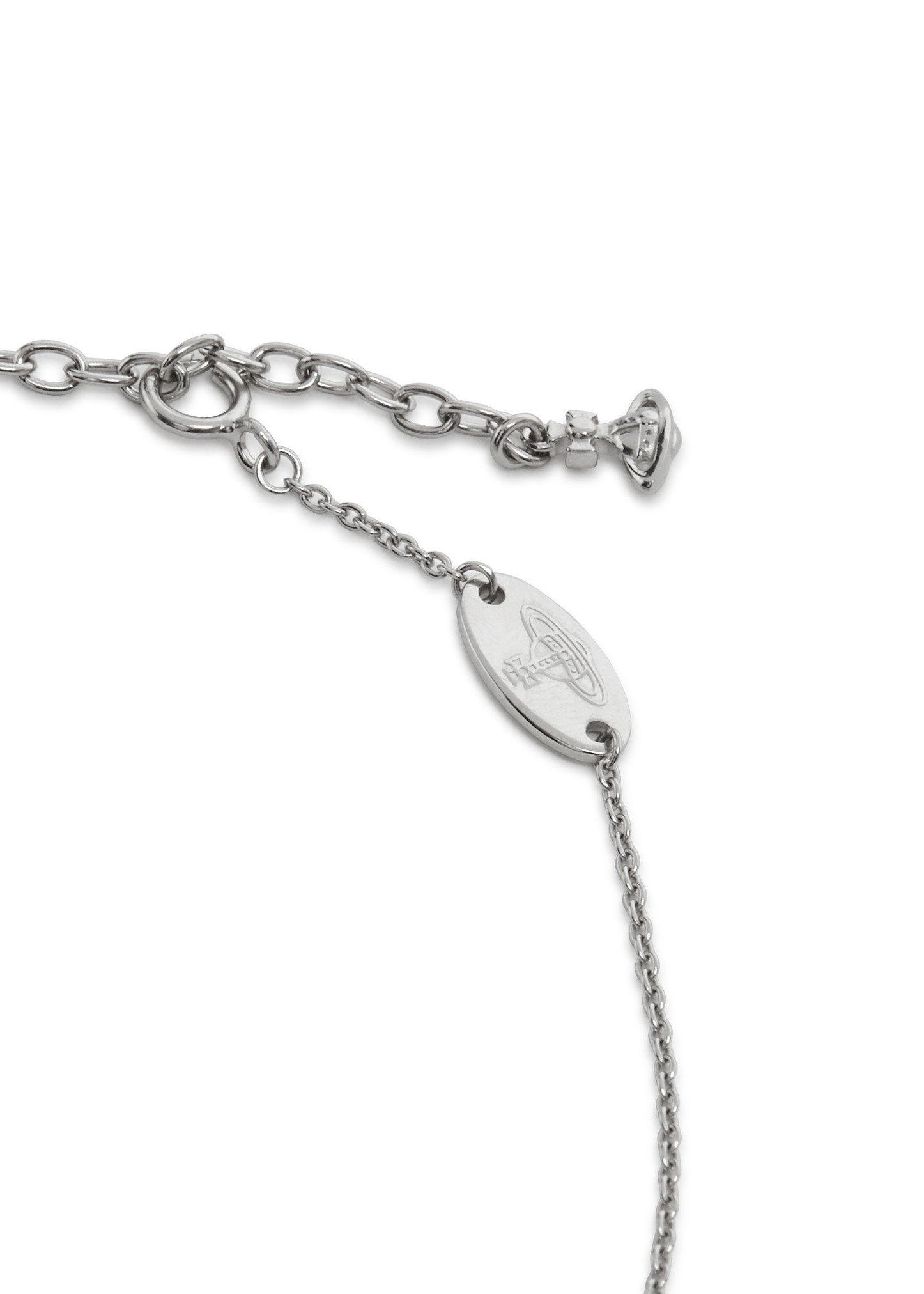 【Vivienne Westwood】Trudy pendant Man. Trudy Pendant Necklace in RUTHENIUM-PLATINUM-BLACK-CZ