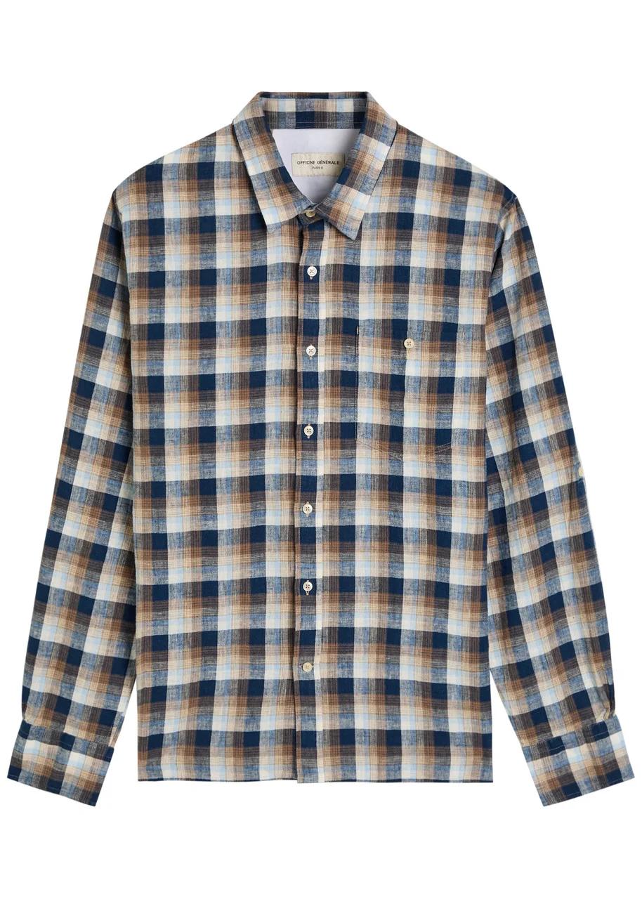 Officine Générale Younes Checked Cotton and Linen-blend Shirt - 1