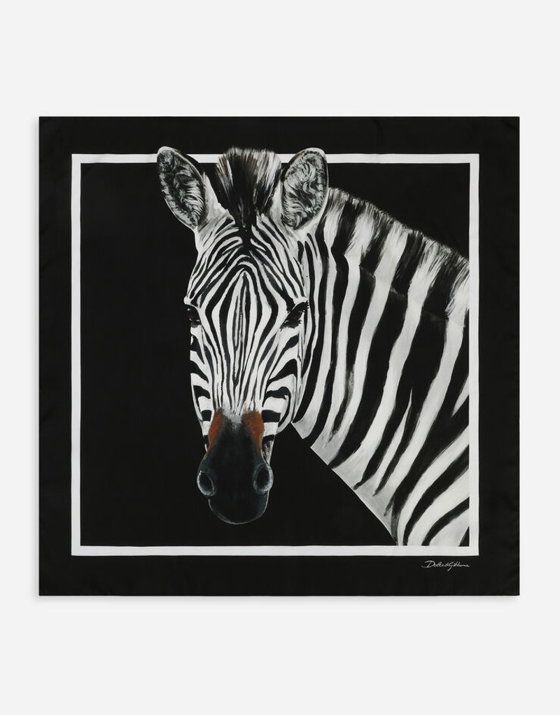 Zebra-print twill scarf (70 x 70) 1
