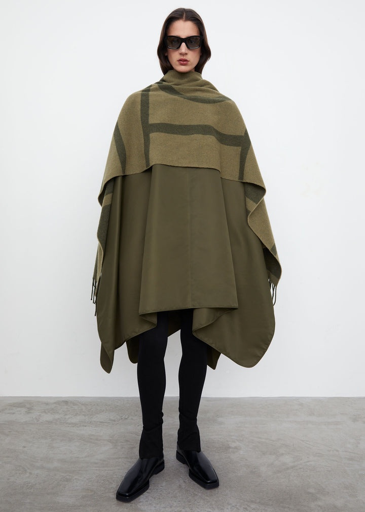 Monogram jacquard wool scarf sage - 4