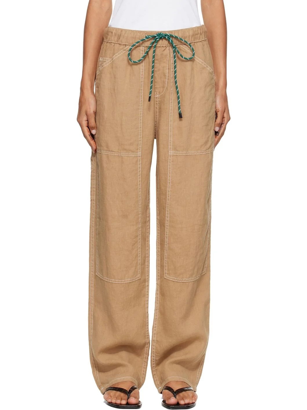 Tan Atlas Linen Lounge Pants - 1