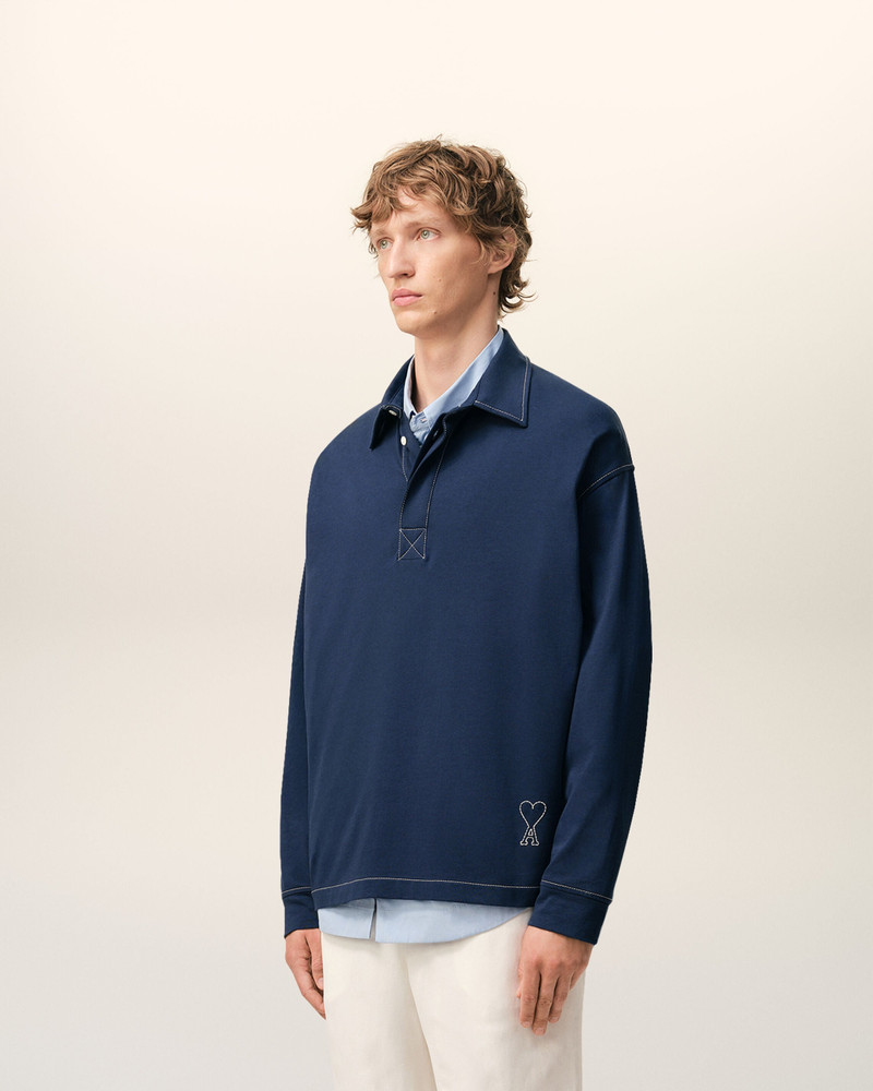 BLUE COTTON LONG SLEEVES AMI DE COEUR POLO 6