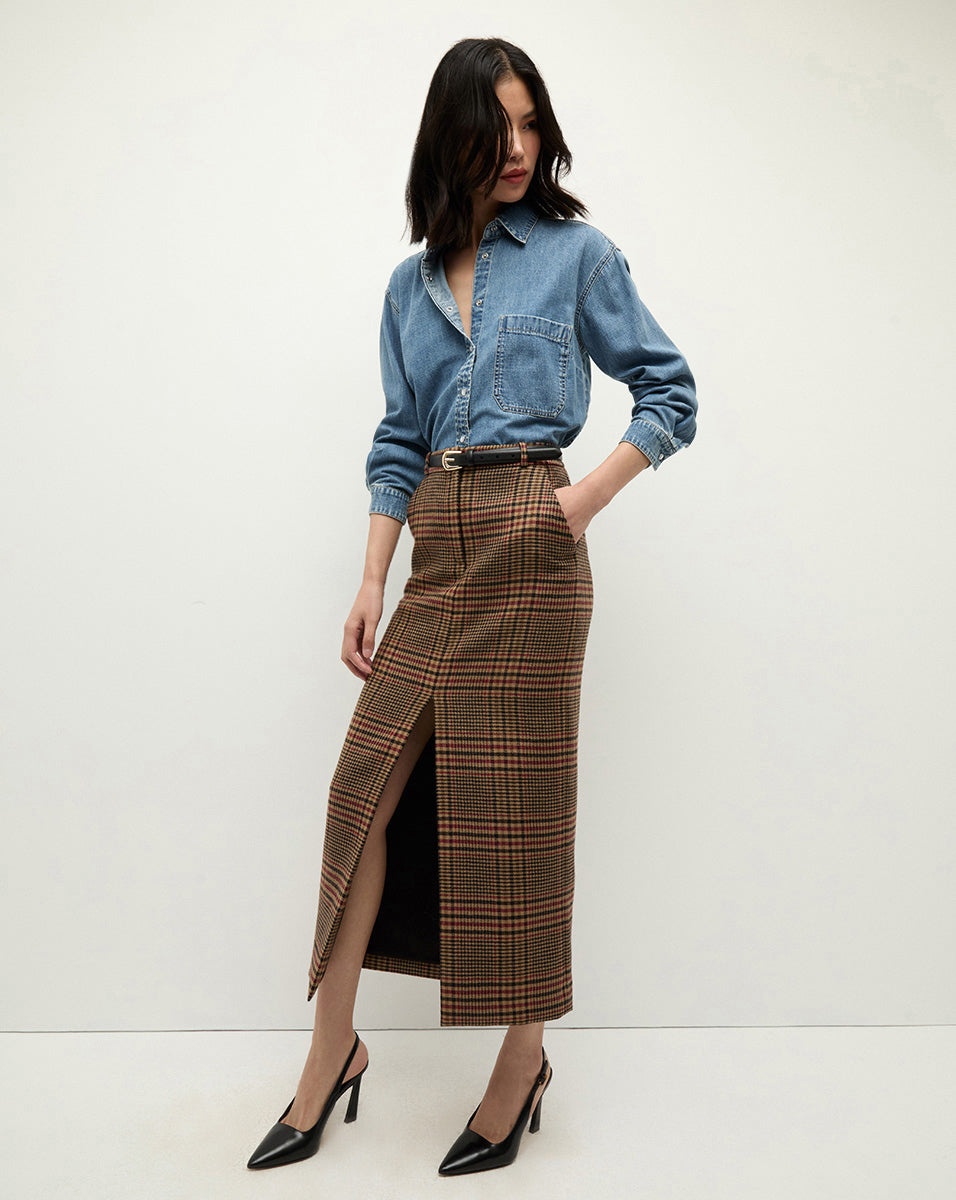 VERONICA BEARD MAXINE PLAID SKIRT REVERSIBLE
