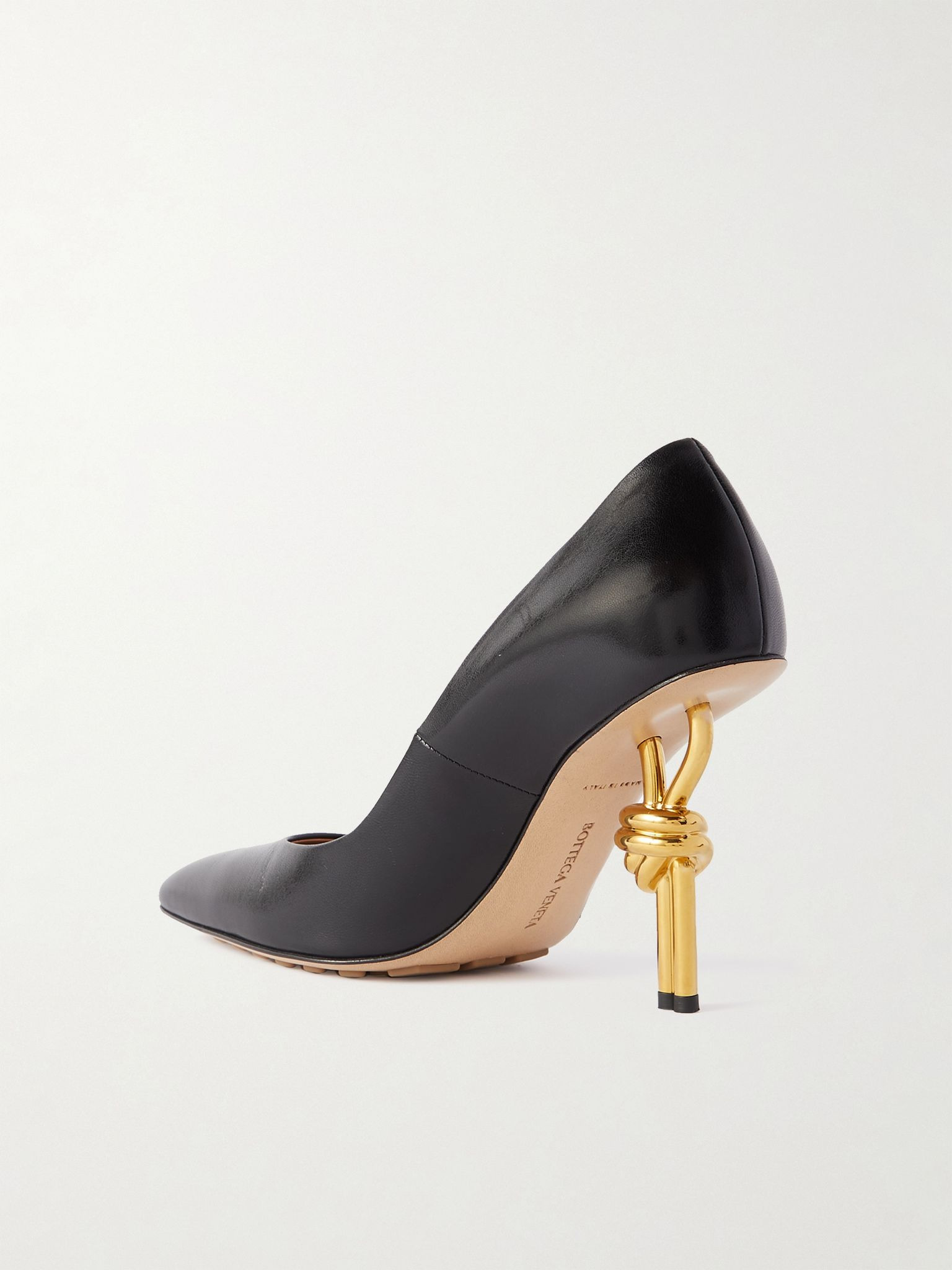 Knot glossed-leather pumps Black - 3
