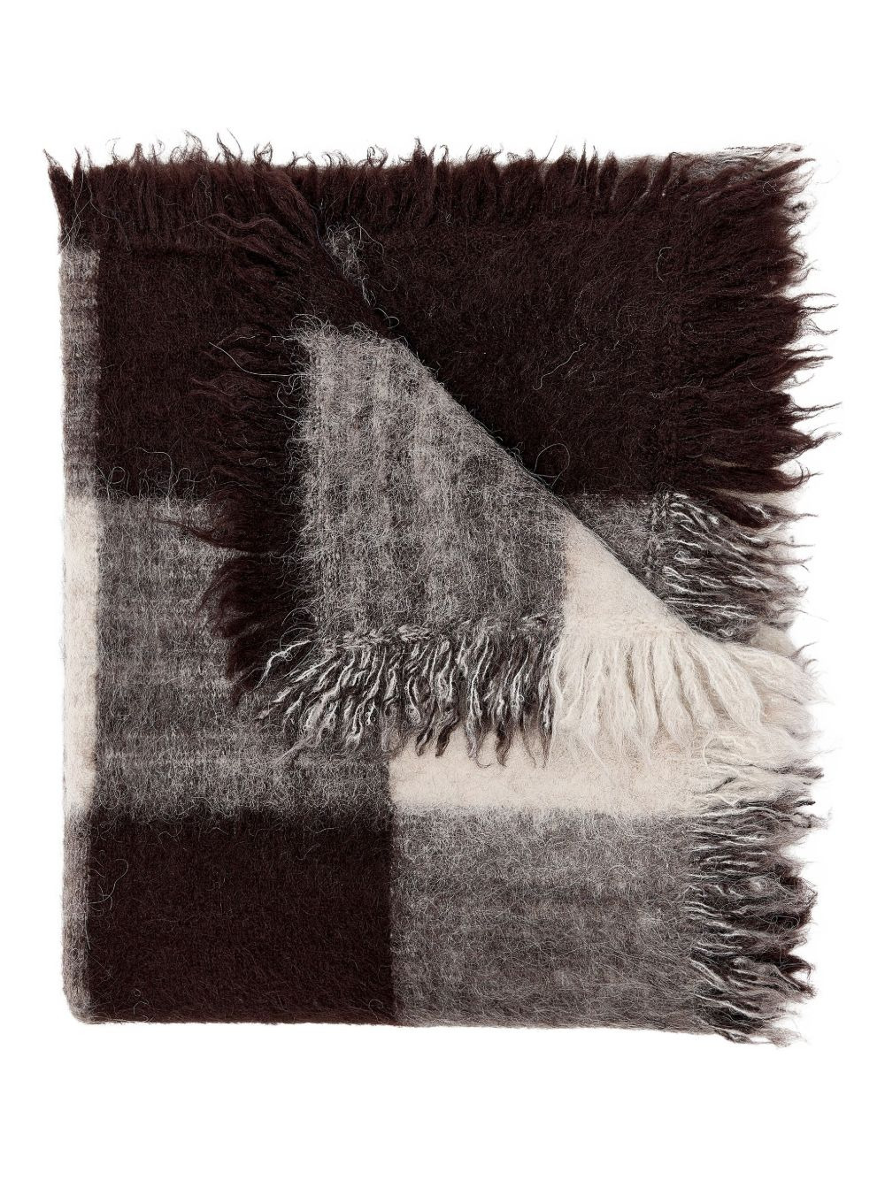 checked fringed scarf - 1