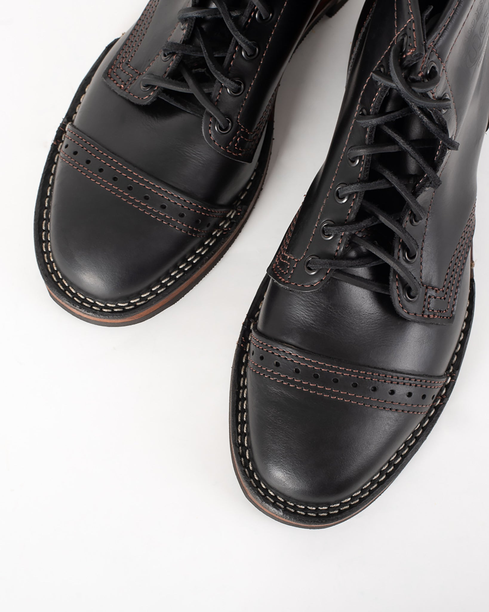 IHWE-GLMN-BLK Iron Heart Int'l x Wesco® - 7" Domain Toe Cap Boot - Black Tie. The "Guildsman" - 8
