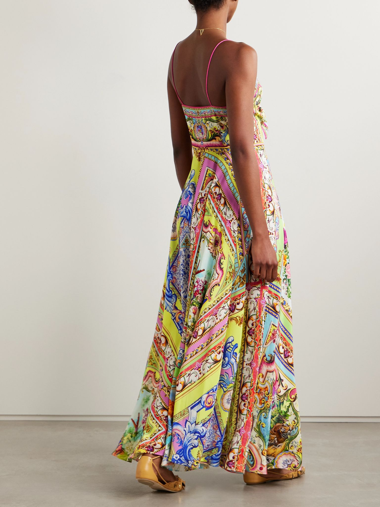 Crystal-embellished printed silk crepe de chine maxi dress Multi - 3