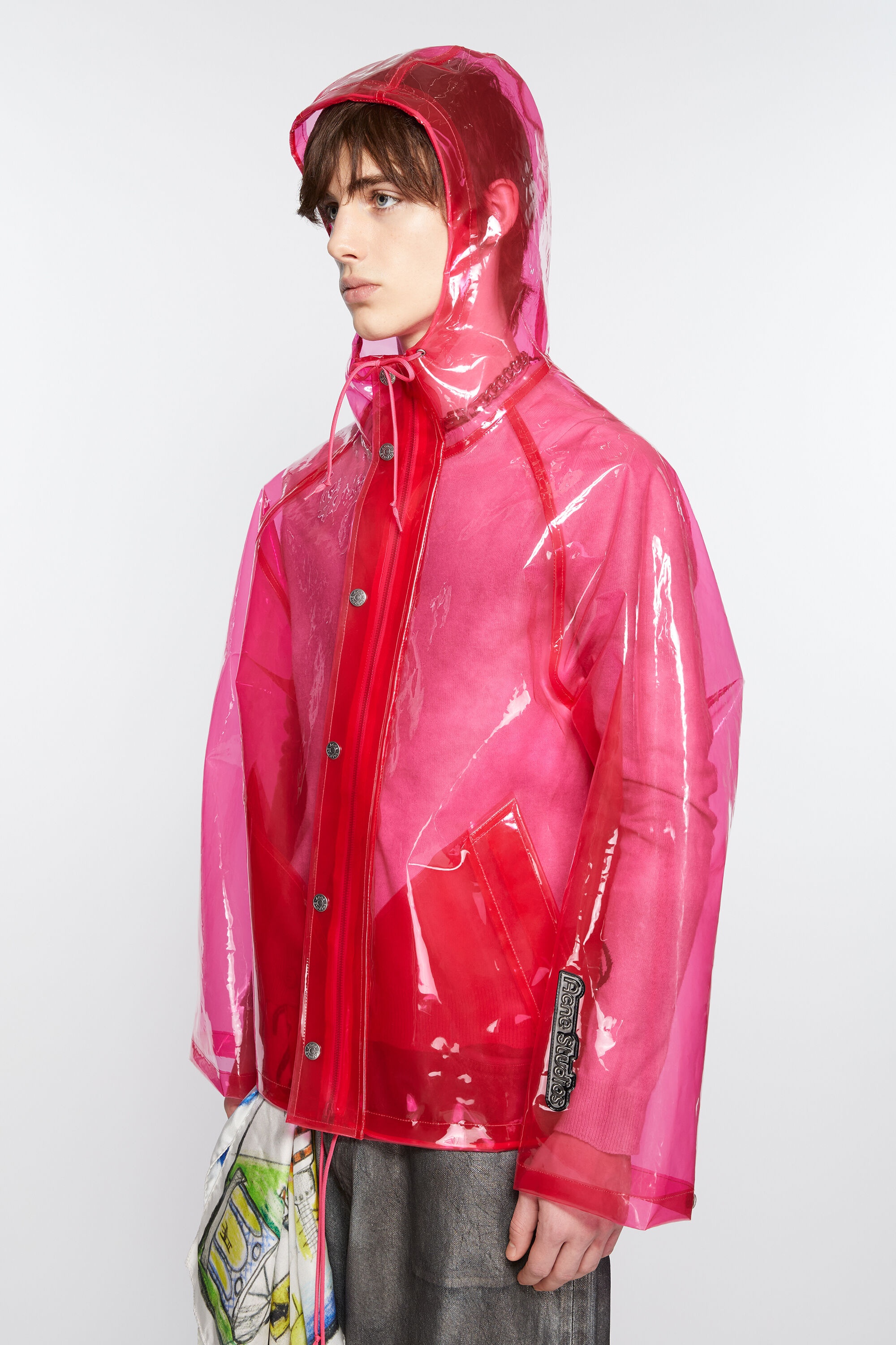 See through pink jacket shop
