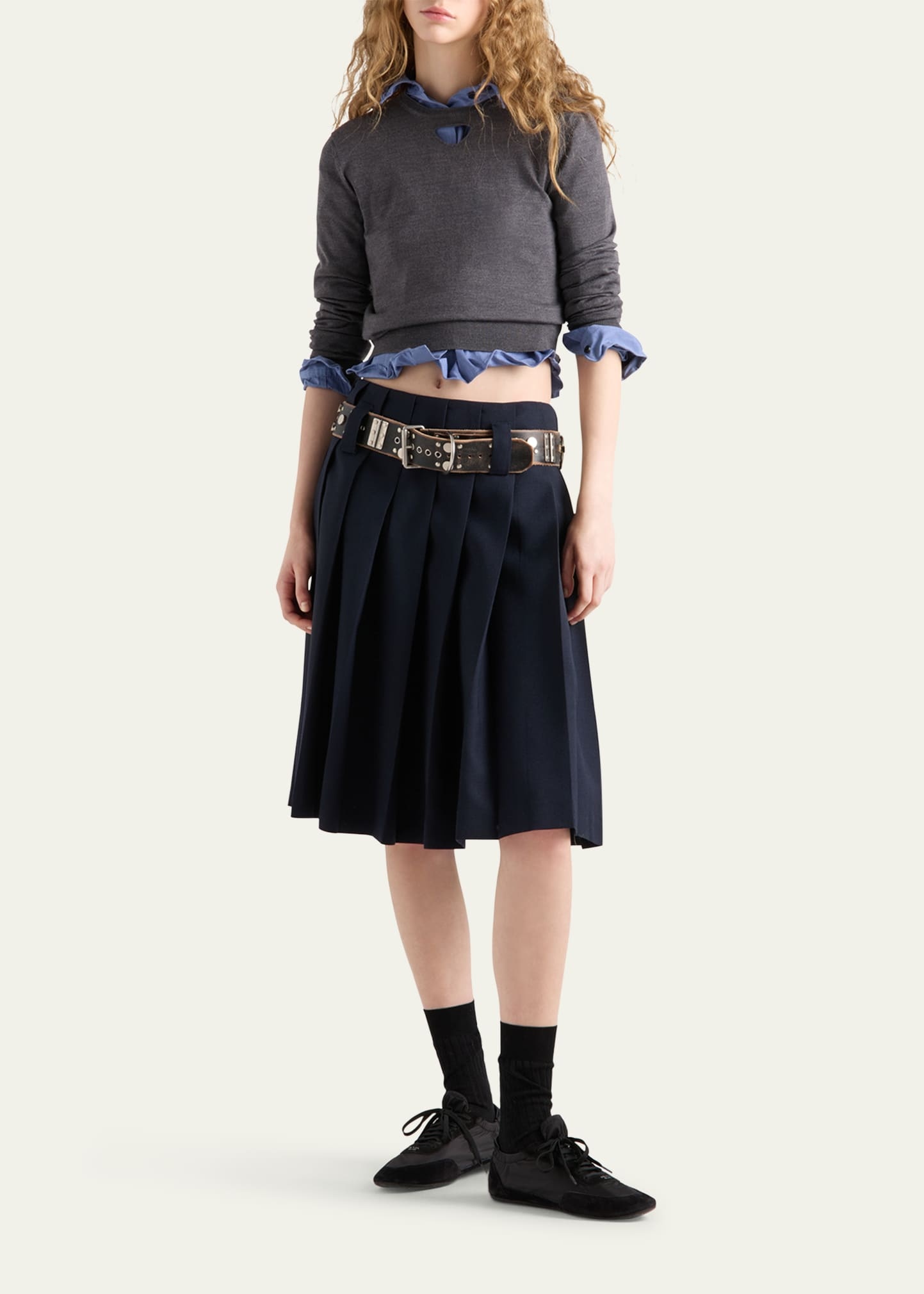 Cutout Triangle Wool Knit Sweater - 2