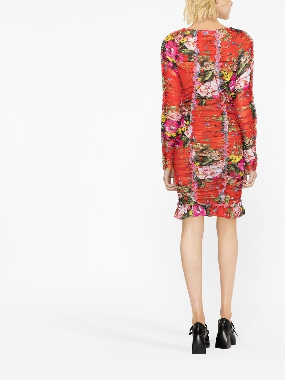 ruched floral-print minidress - 4