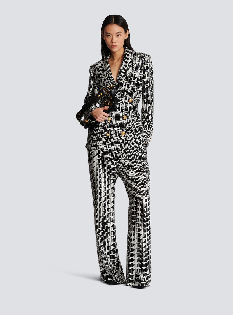 Balmain Monogram printed jacket with shawl collar outlook